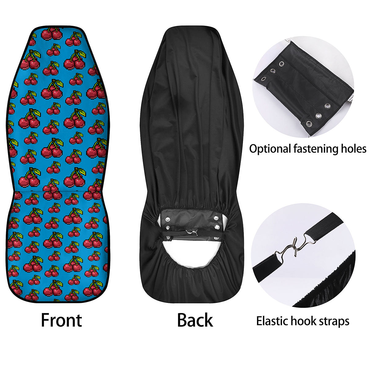 Cherry Pixel Print Pattern Car Seat Covers-grizzshop