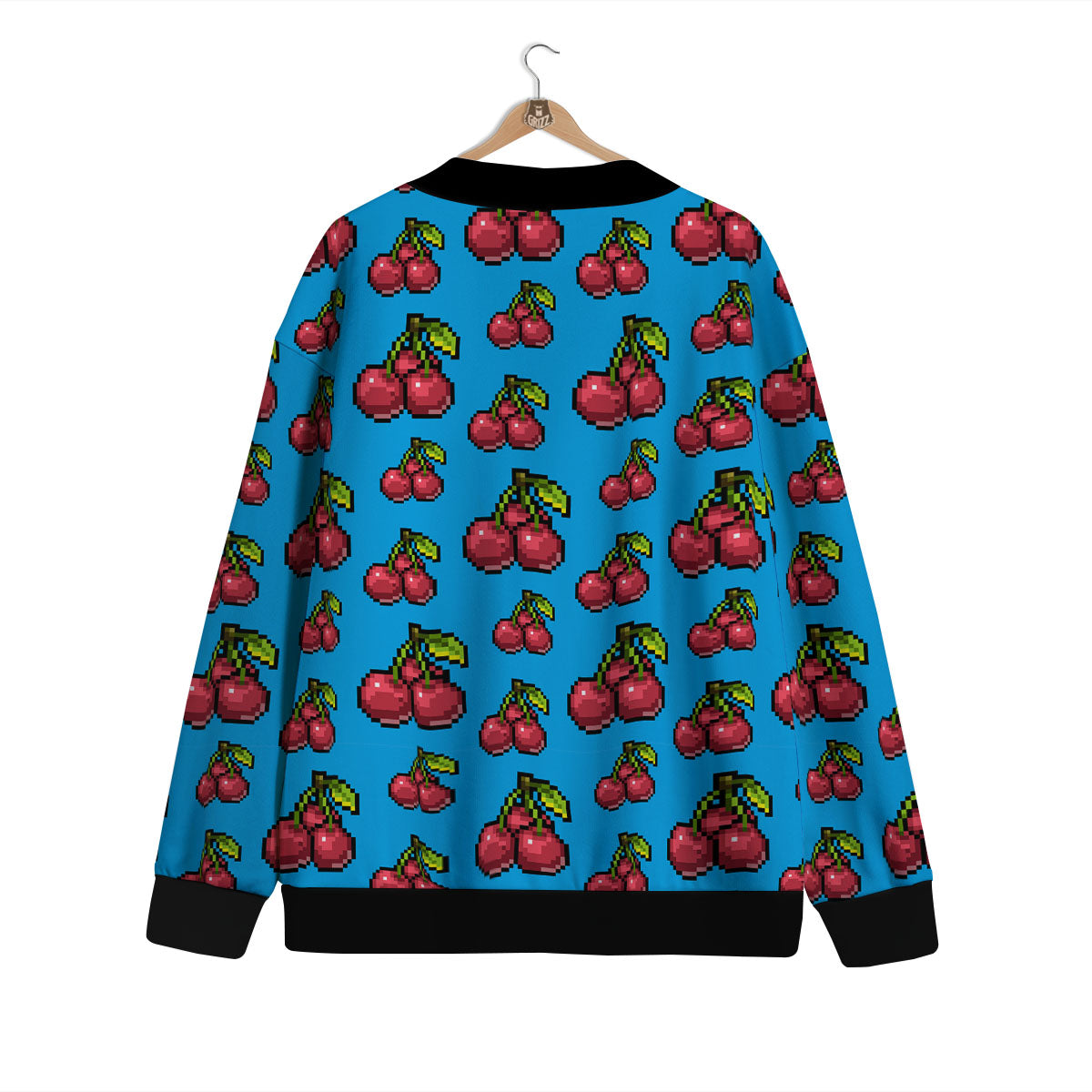 Cherry Pixel Print Pattern Cardigan-grizzshop
