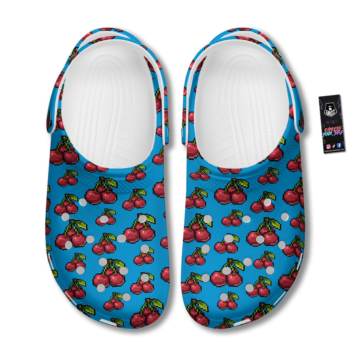 Cherry Pixel Print Pattern Clog-grizzshop