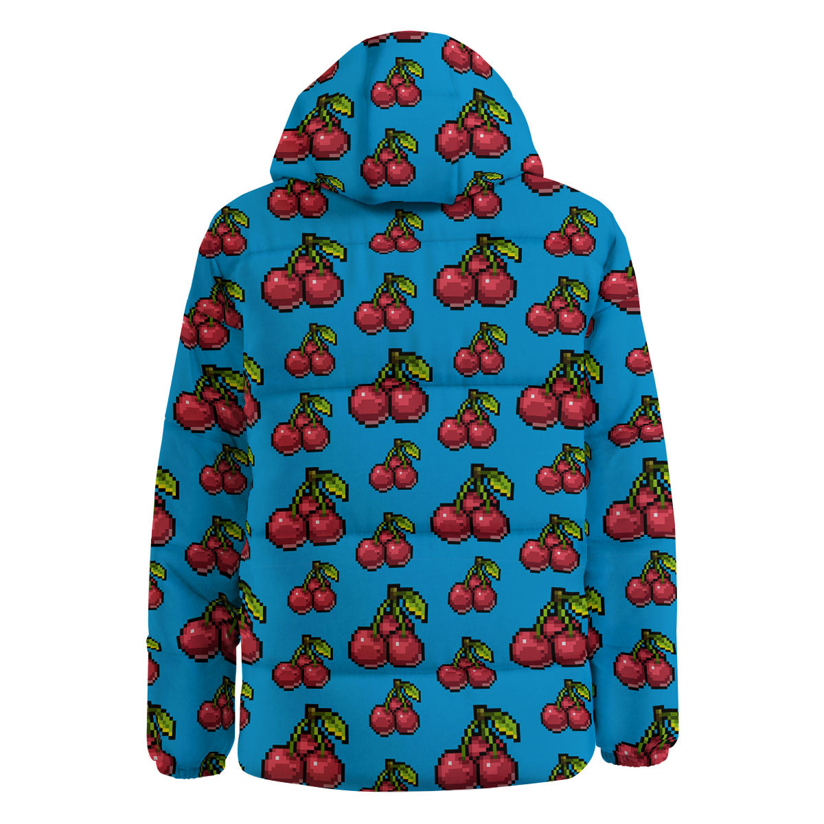 Cherry Pixel Print Pattern Down Jacket-grizzshop