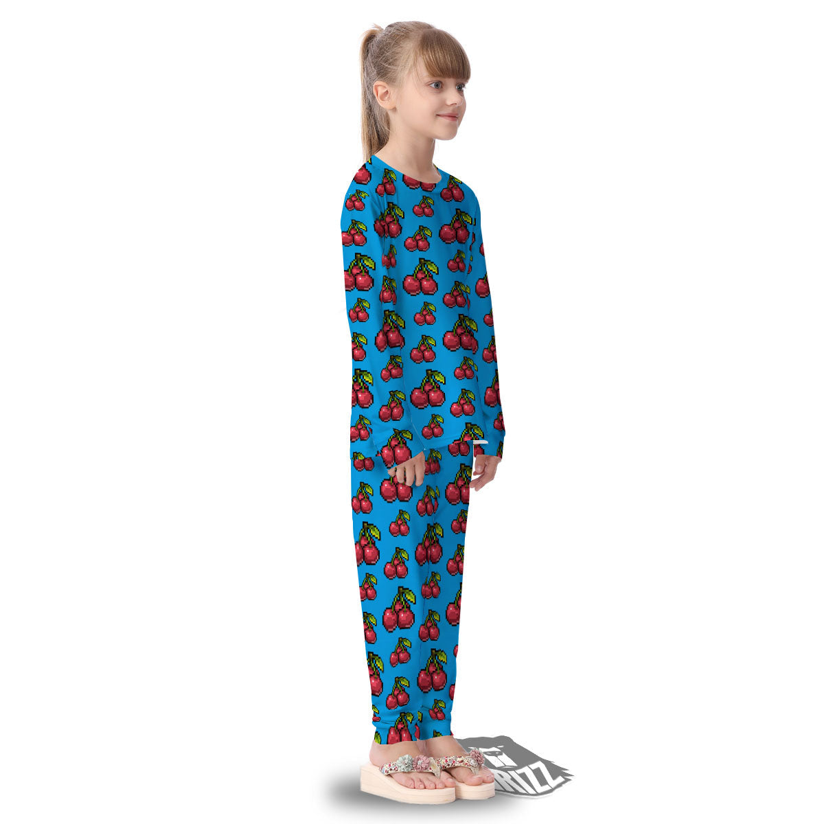 Cherry Pixel Print Pattern Kid's Pajamas-grizzshop
