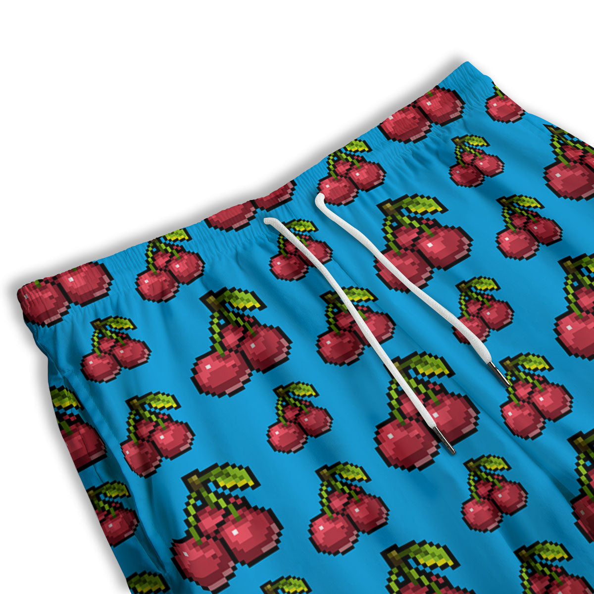 Cherry Pixel Print Pattern Men's Athletic Shorts-grizzshop