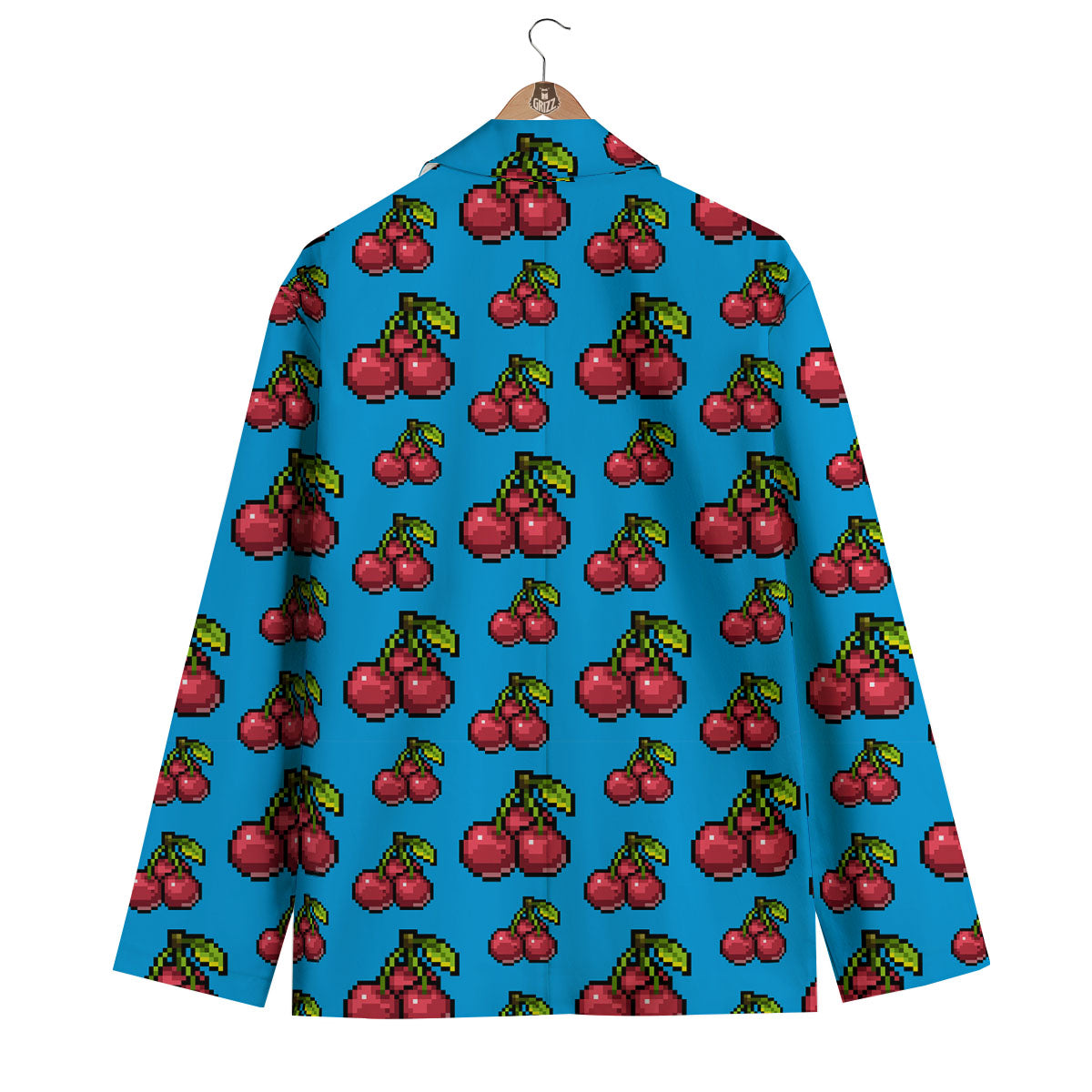Cherry Pixel Print Pattern Men's Blazer-grizzshop