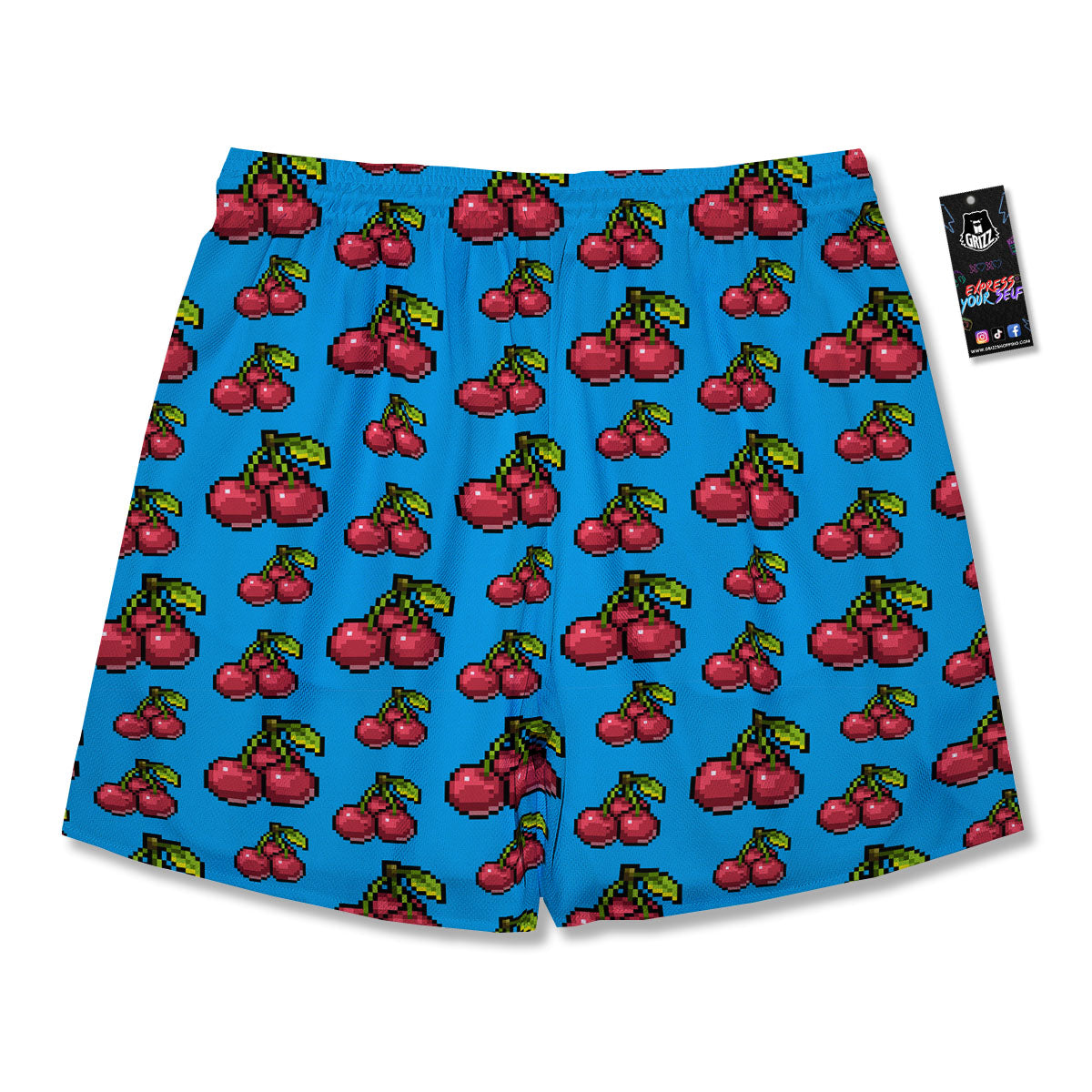 Cherry Pixel Print Pattern Men's Running Shorts-grizzshop