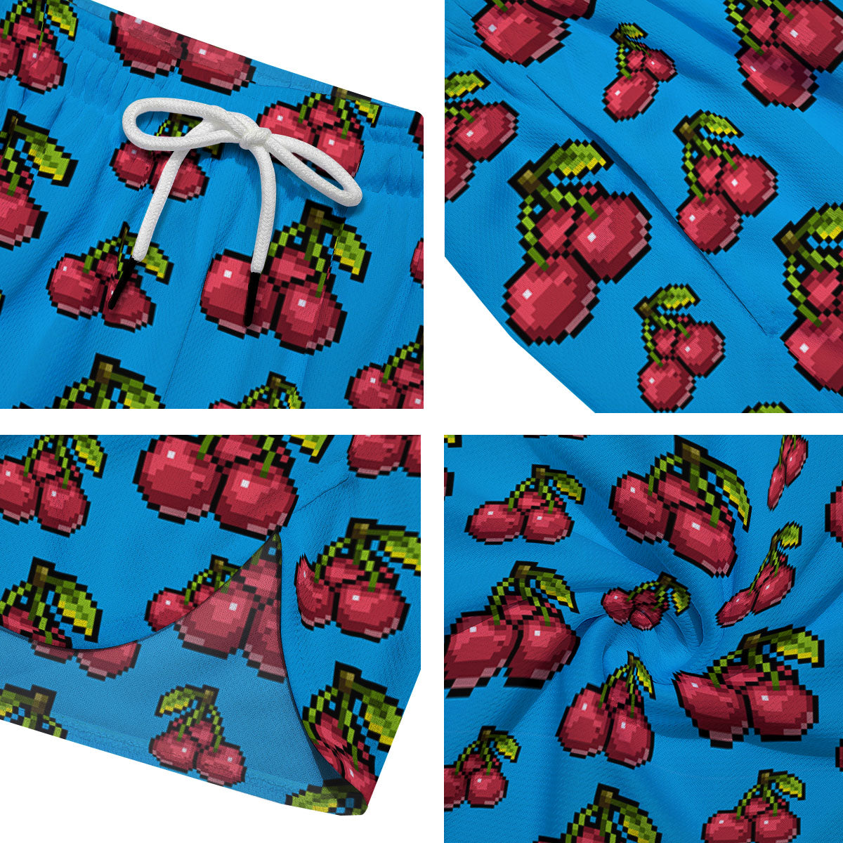 Cherry Pixel Print Pattern Men's Running Shorts-grizzshop
