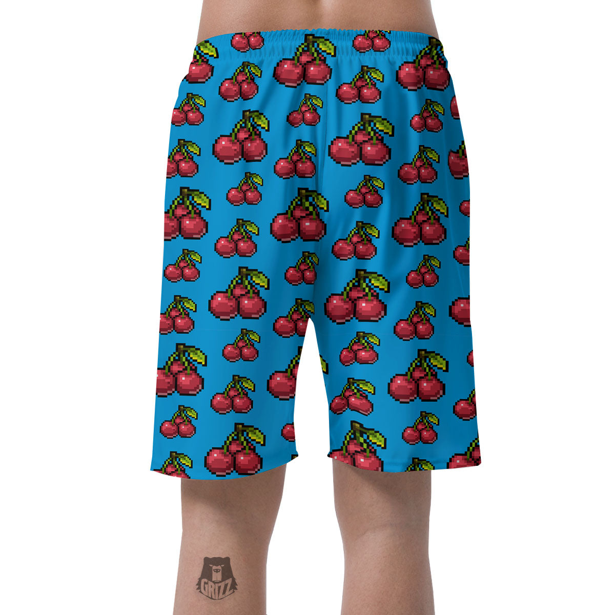Cherry Pixel Print Pattern Men's Shorts-grizzshop