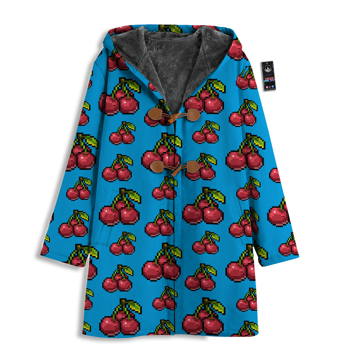 Cherry Pixel Print Pattern Men's Windbreaker Jacket-grizzshop