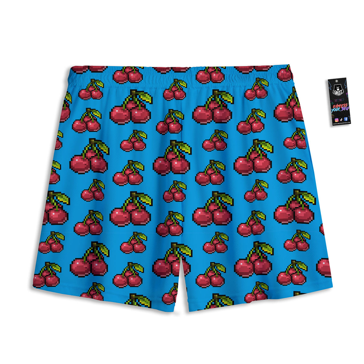 Cherry Pixel Print Pattern Mesh Shorts-grizzshop