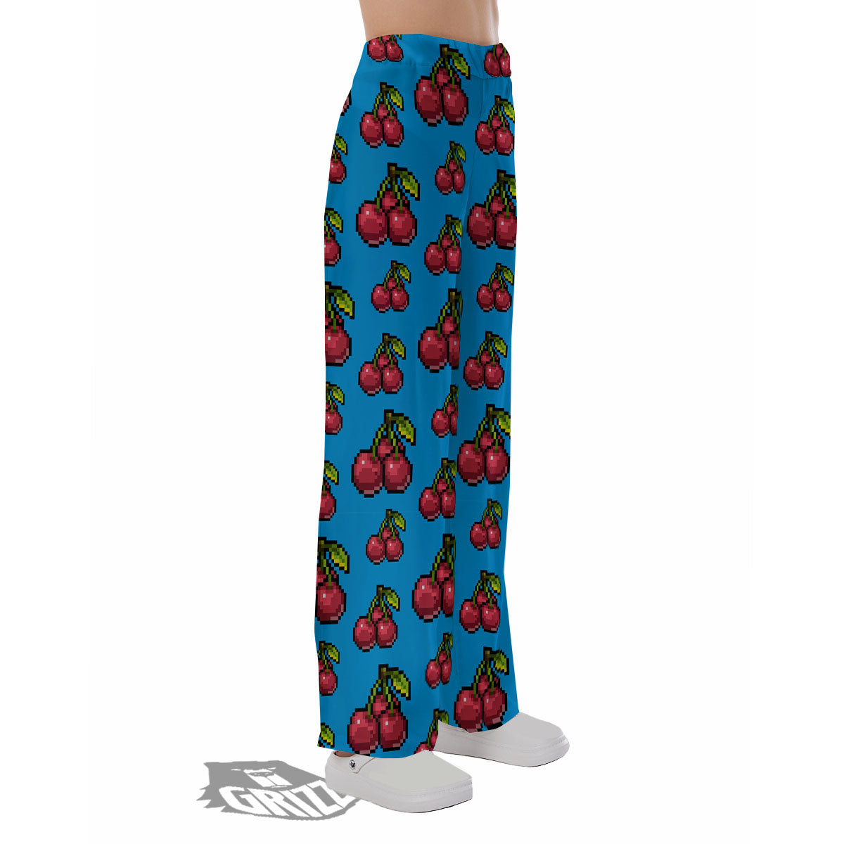 Cherry Pixel Print Pattern Pajama Pants-grizzshop