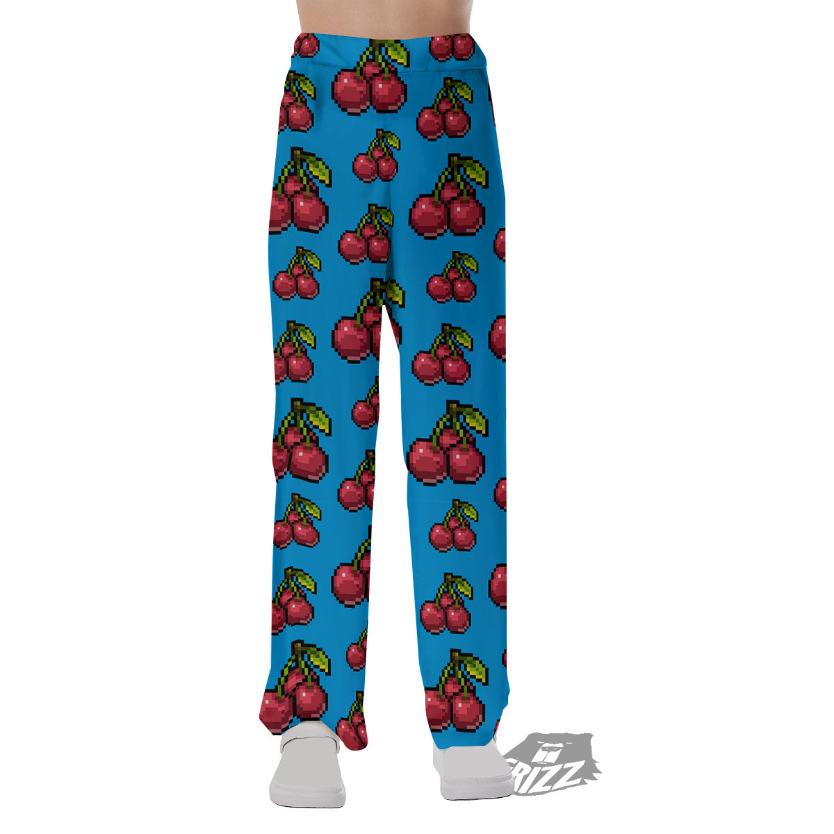 Cherry Pixel Print Pattern Pajama Pants-grizzshop