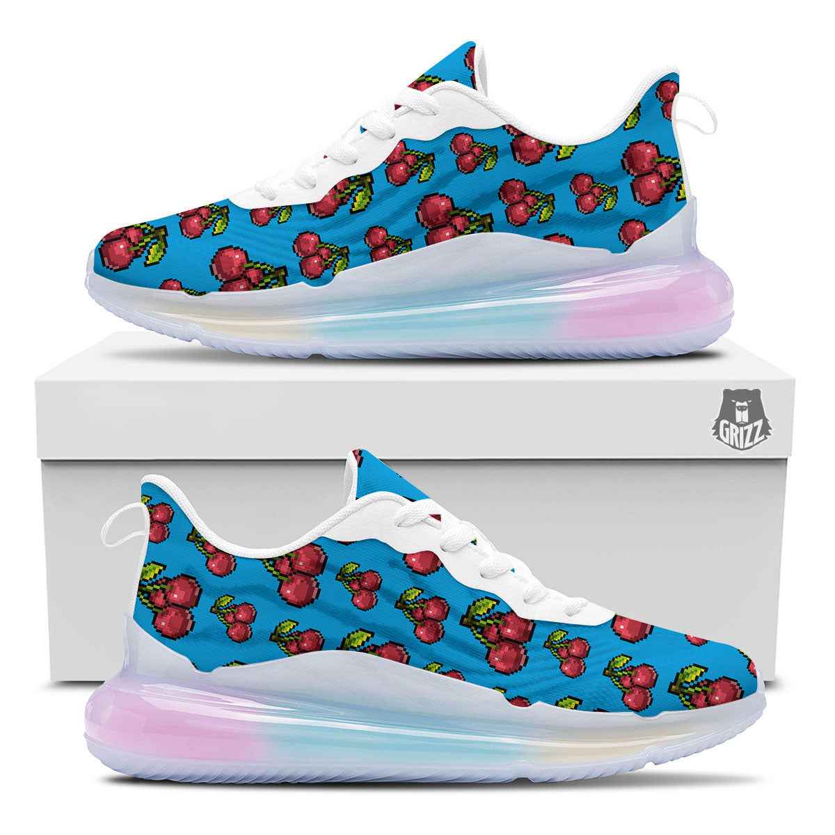 Cherry Pixel Print Pattern Running Sneakers-grizzshop