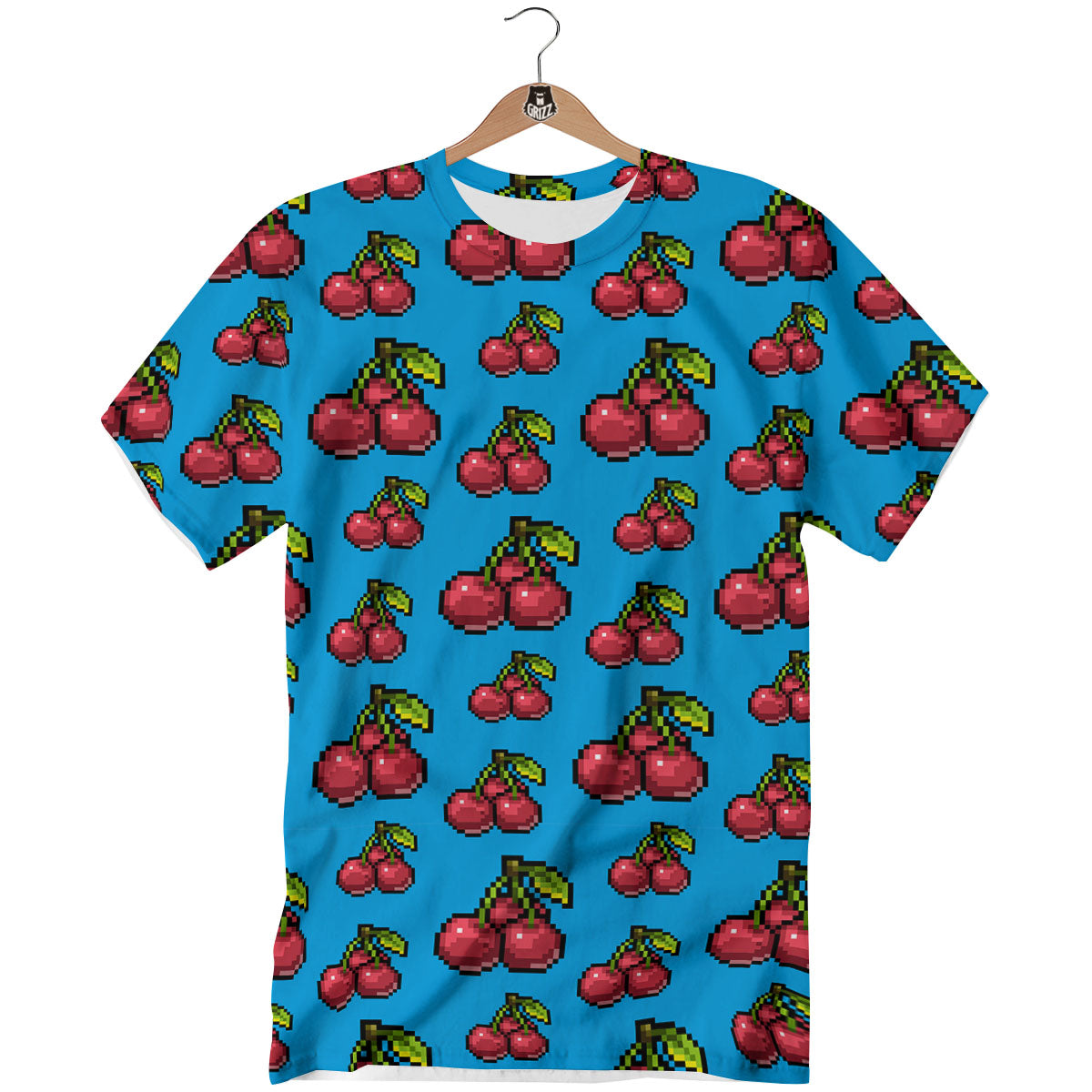 Cherry Pixel Print Pattern T-Shirt-grizzshop