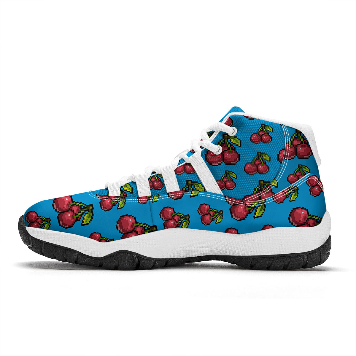 Cherry Pixel Print Pattern White Bball Shoes-grizzshop