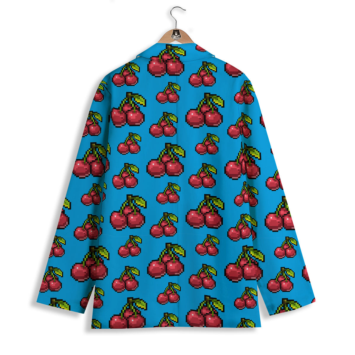 Cherry Pixel Print Pattern Women's Blazer-grizzshop