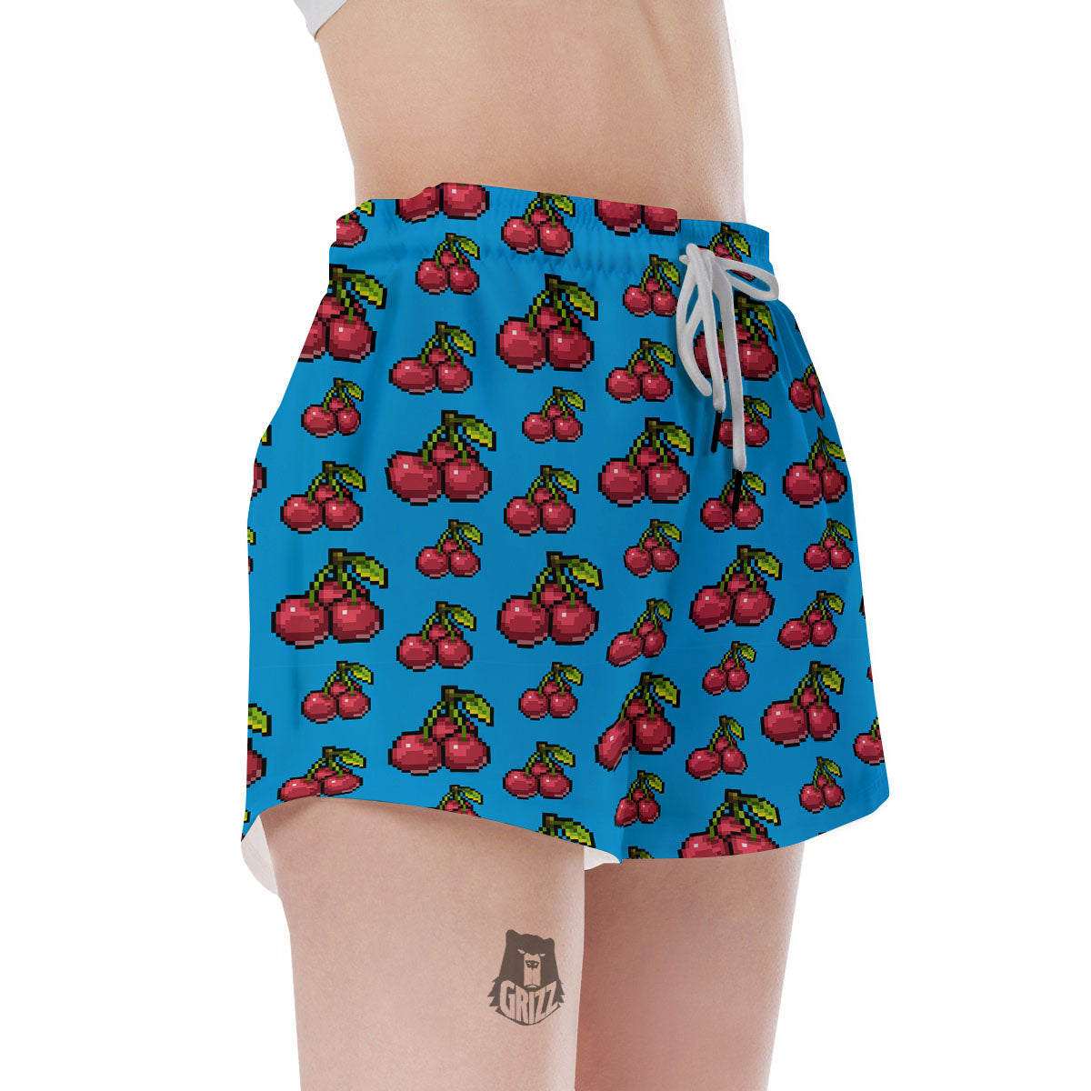 Cherry Pixel Print Pattern Women's Shorts-grizzshop