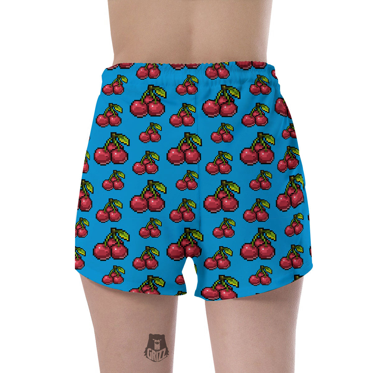 Cherry Pixel Print Pattern Women's Shorts-grizzshop