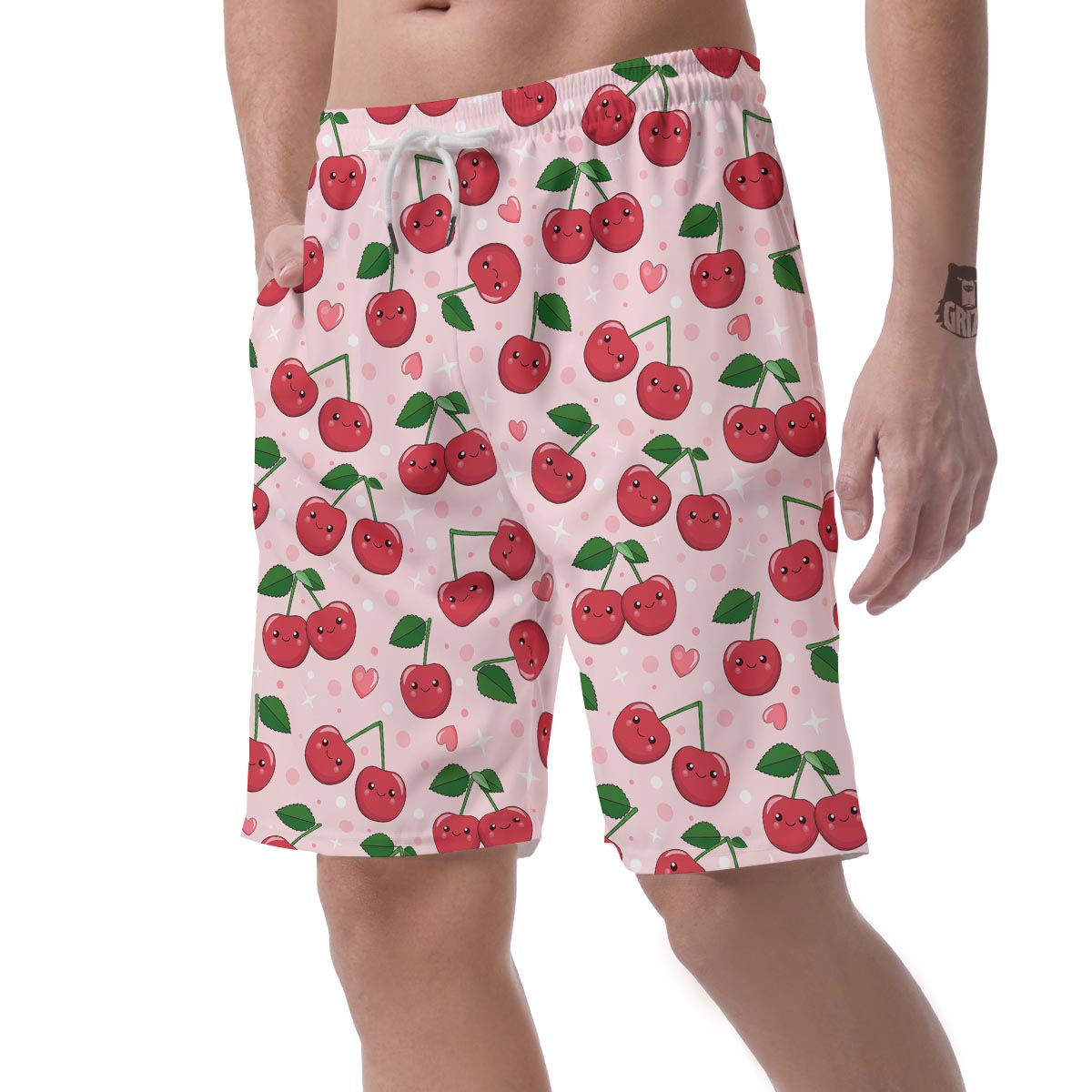 Cherry Print Pattern Men's Shorts-grizzshop