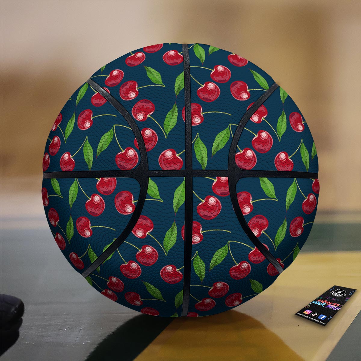 Cherry Red Print Pattern Basketball-grizzshop