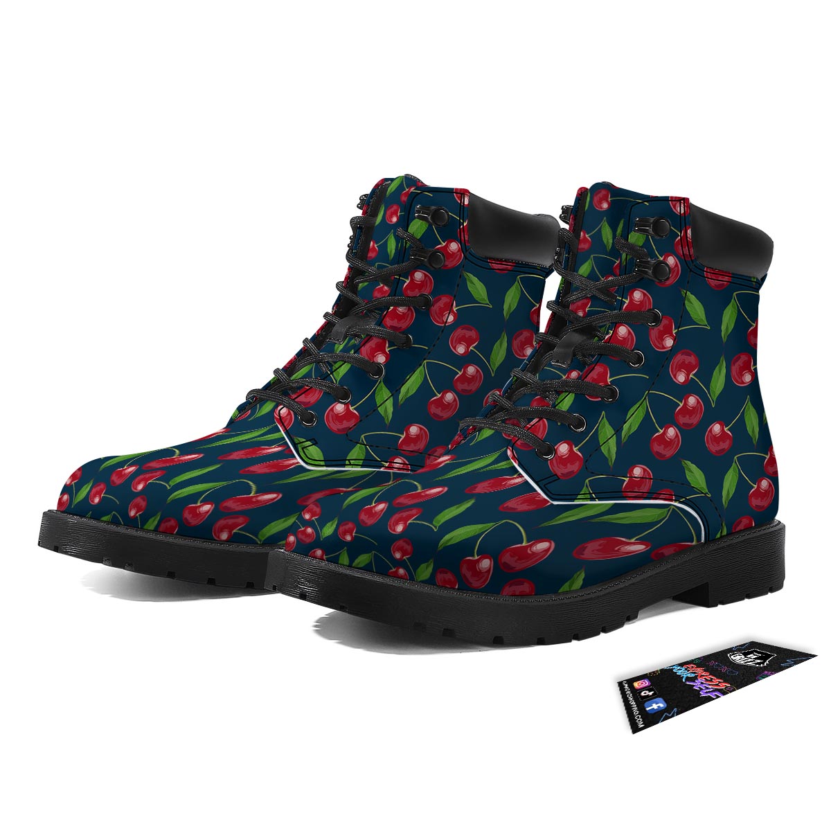 Cherry Red Print Pattern Boots-grizzshop