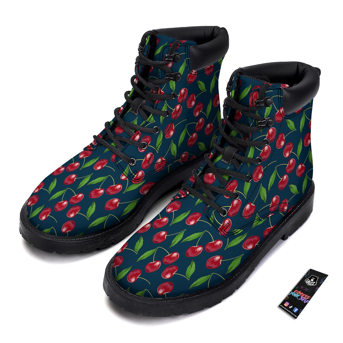Cherry Red Print Pattern Boots-grizzshop