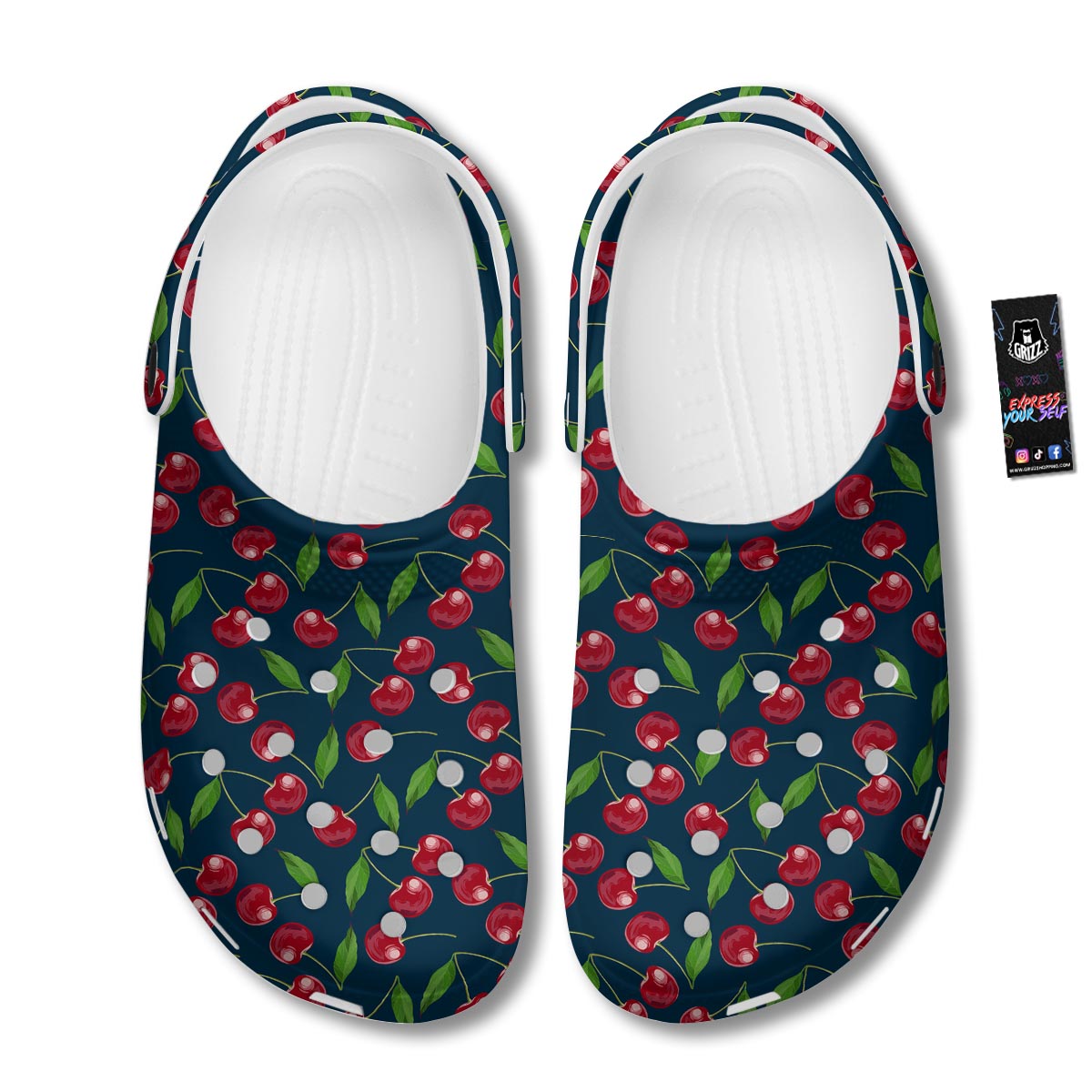 Cherry Red Print Pattern Clog-grizzshop