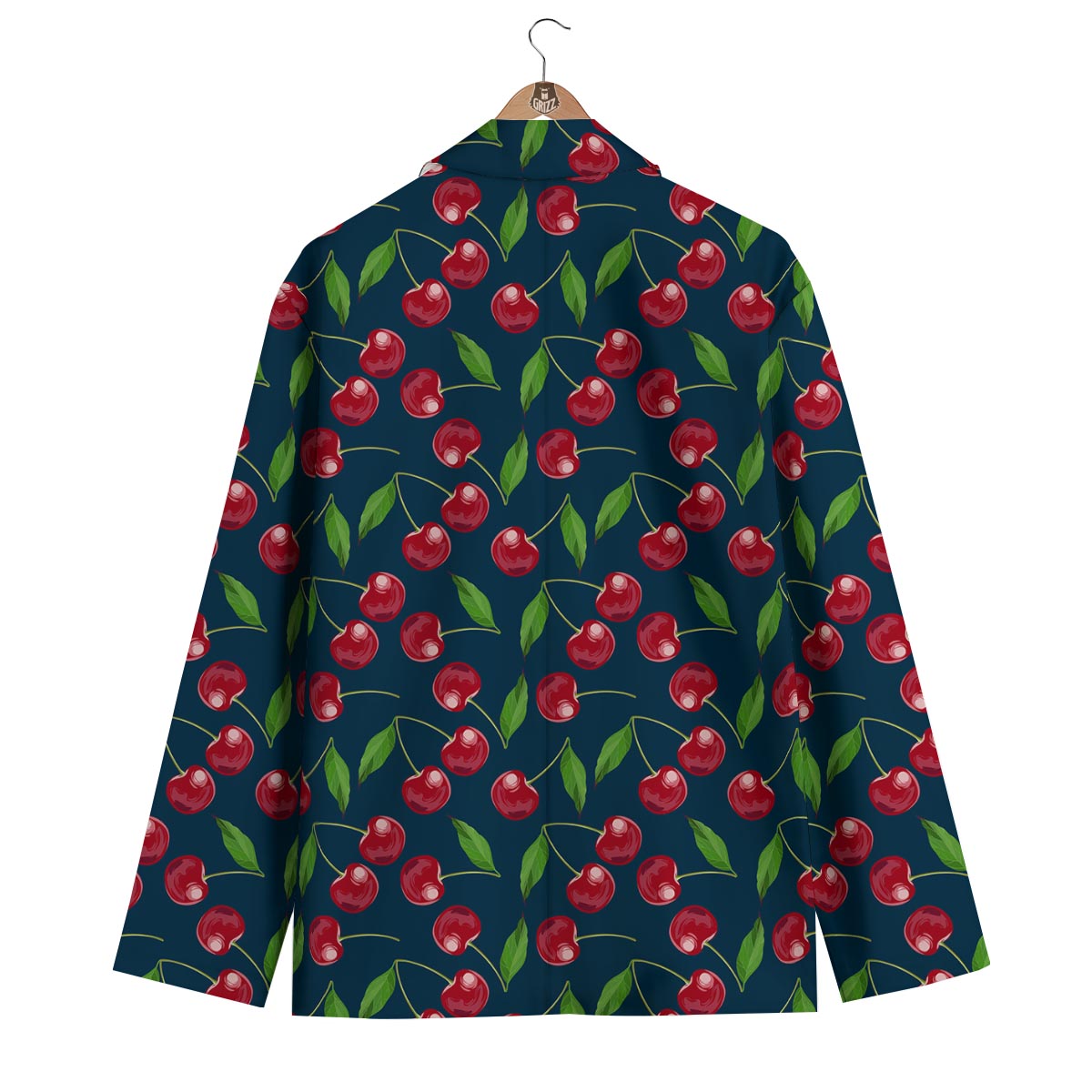 Cherry Red Print Pattern Men's Blazer-grizzshop