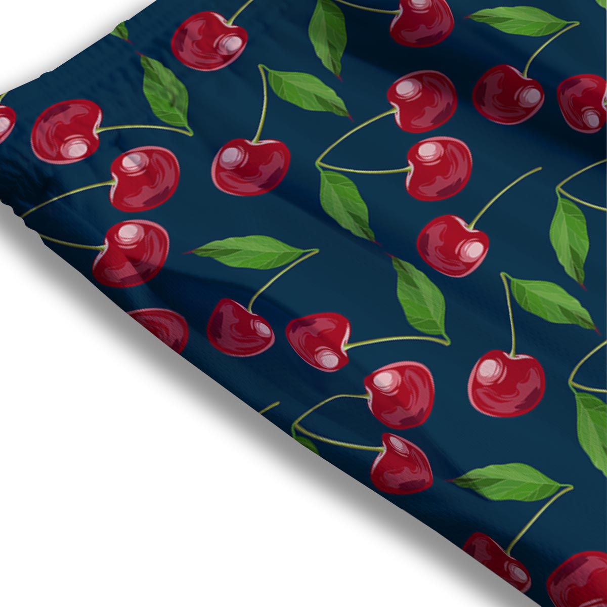 Cherry Red Print Pattern Mesh Shorts-grizzshop