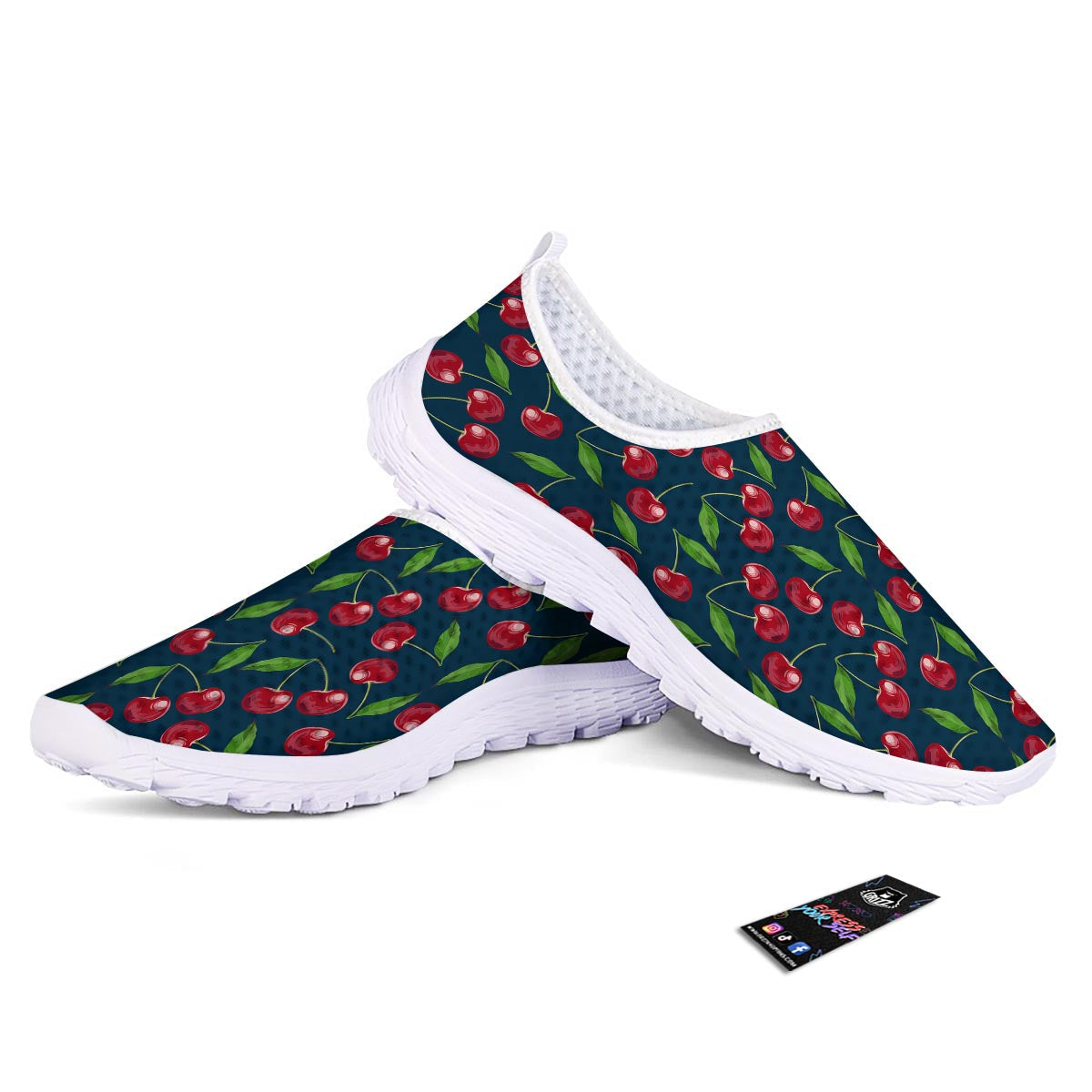 Cherry Red Print Pattern Nurse Shoes-grizzshop