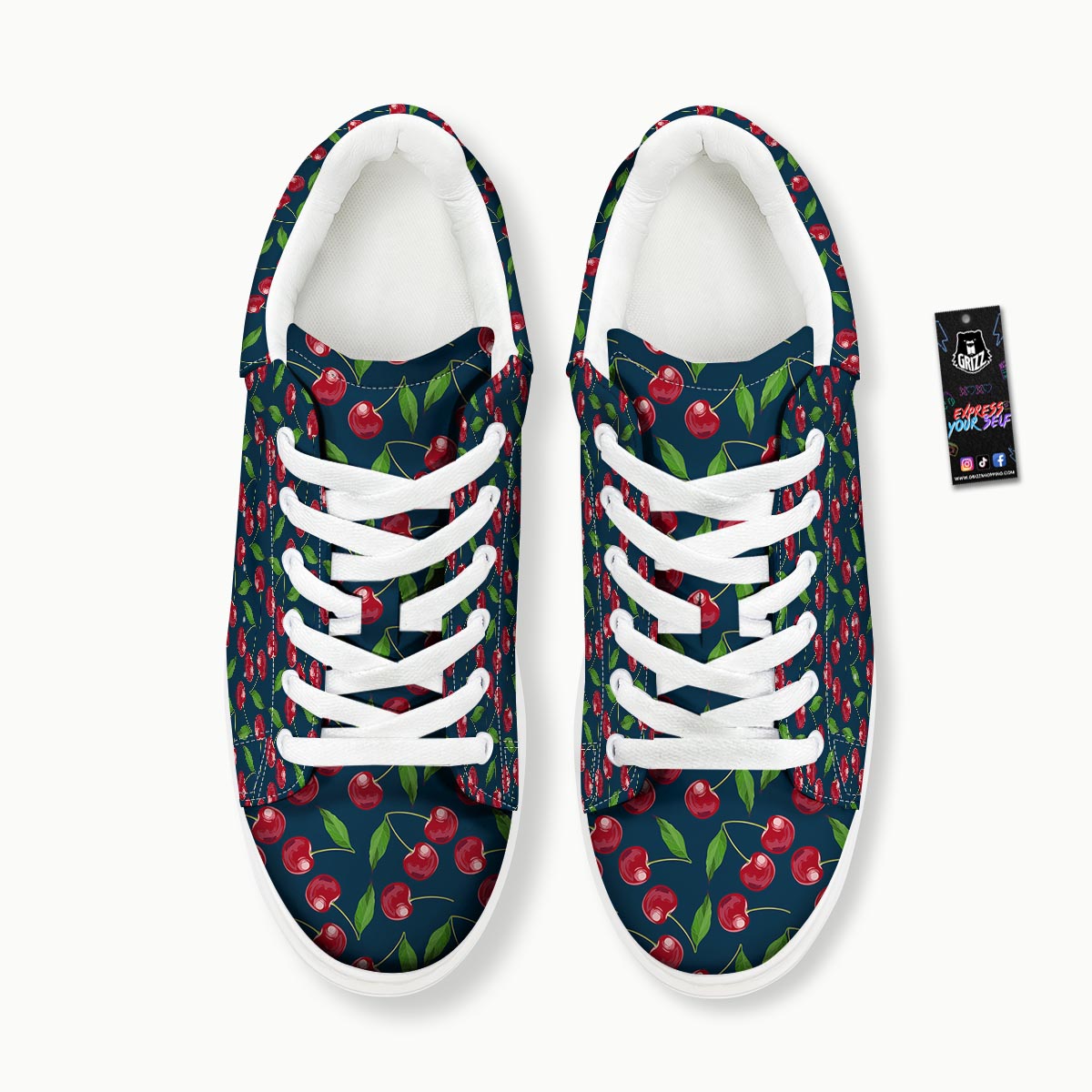 Cherry Red Print Pattern Platform Shoes-grizzshop