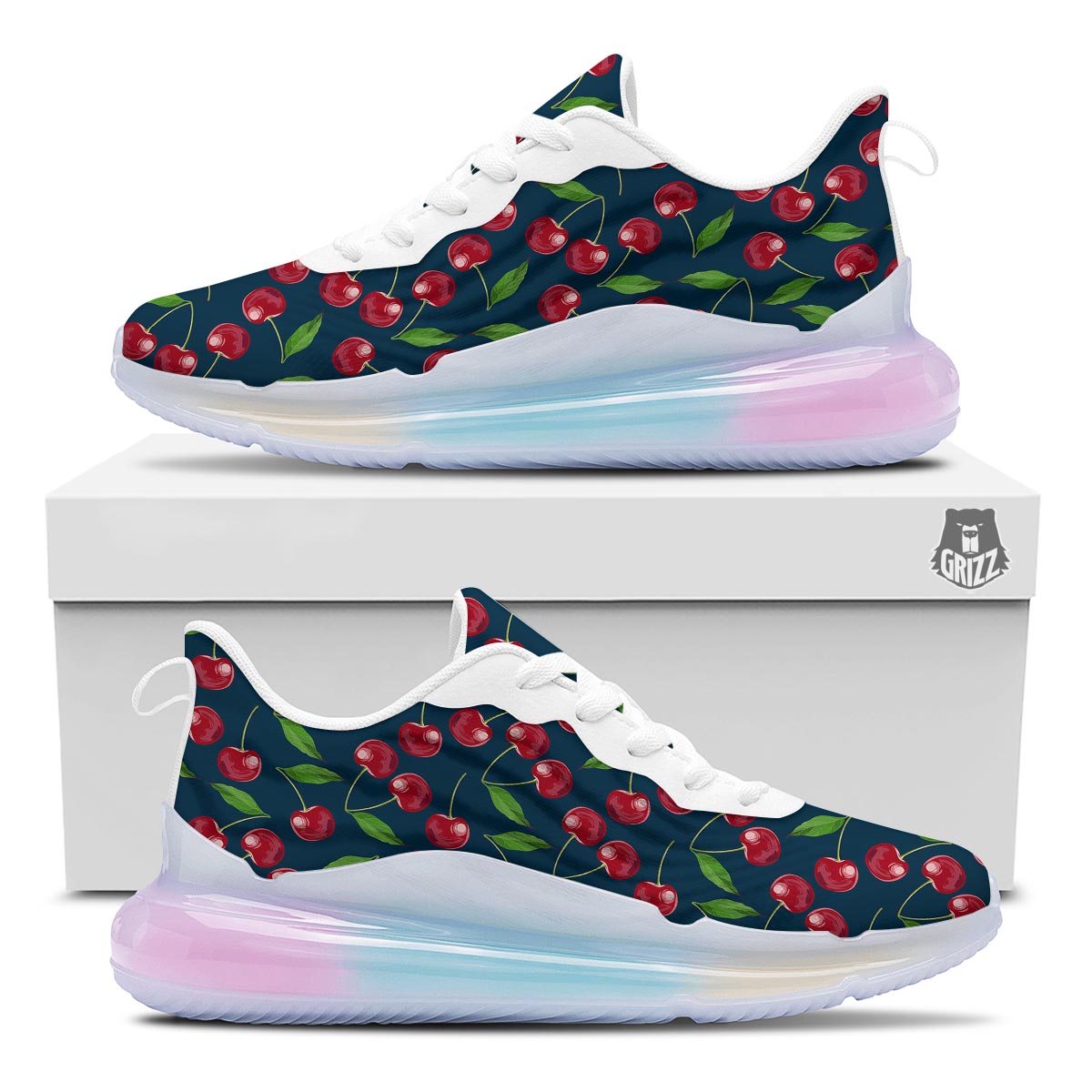 Cherry Red Print Pattern Running Sneakers-grizzshop