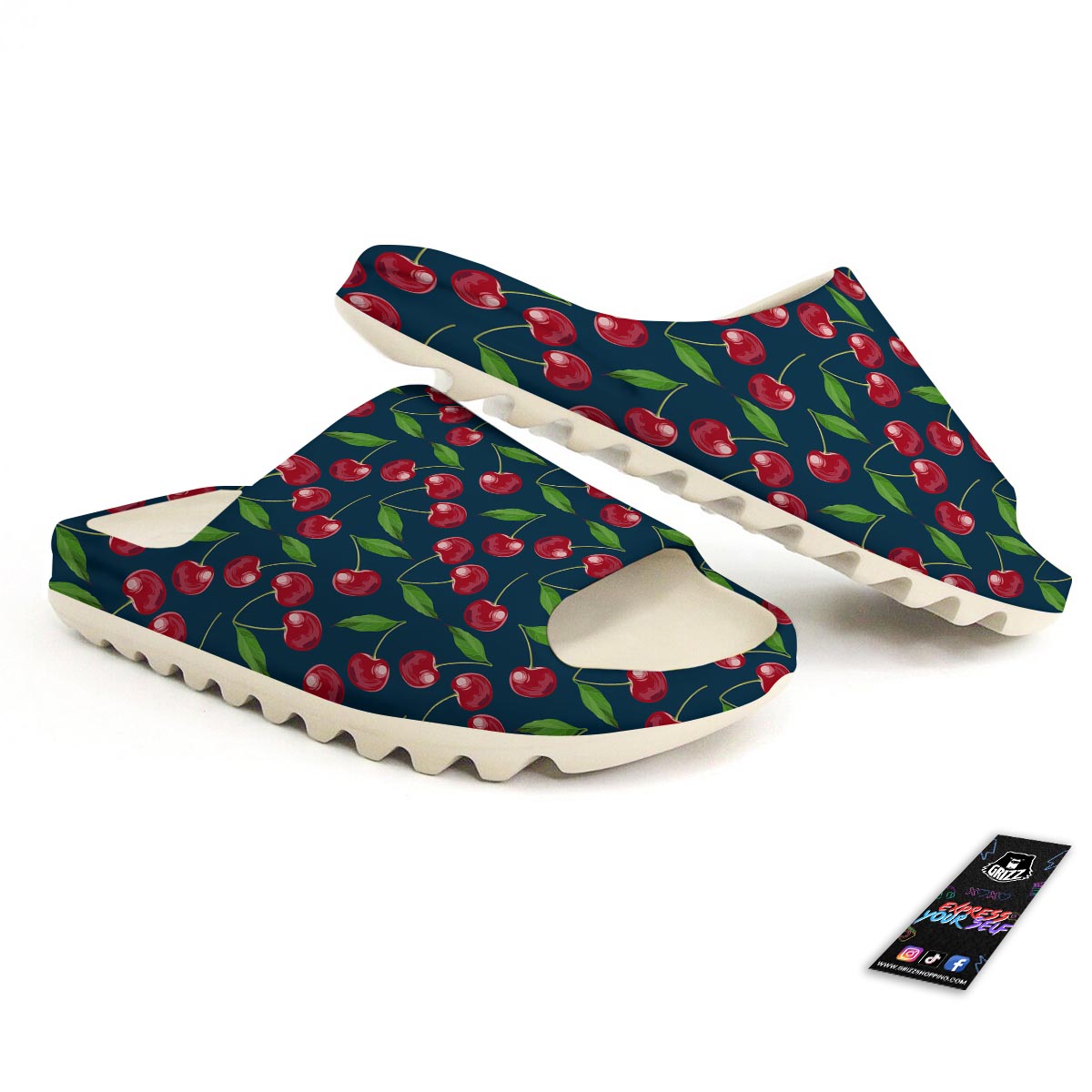 Cherry Red Print Pattern Sandals-grizzshop
