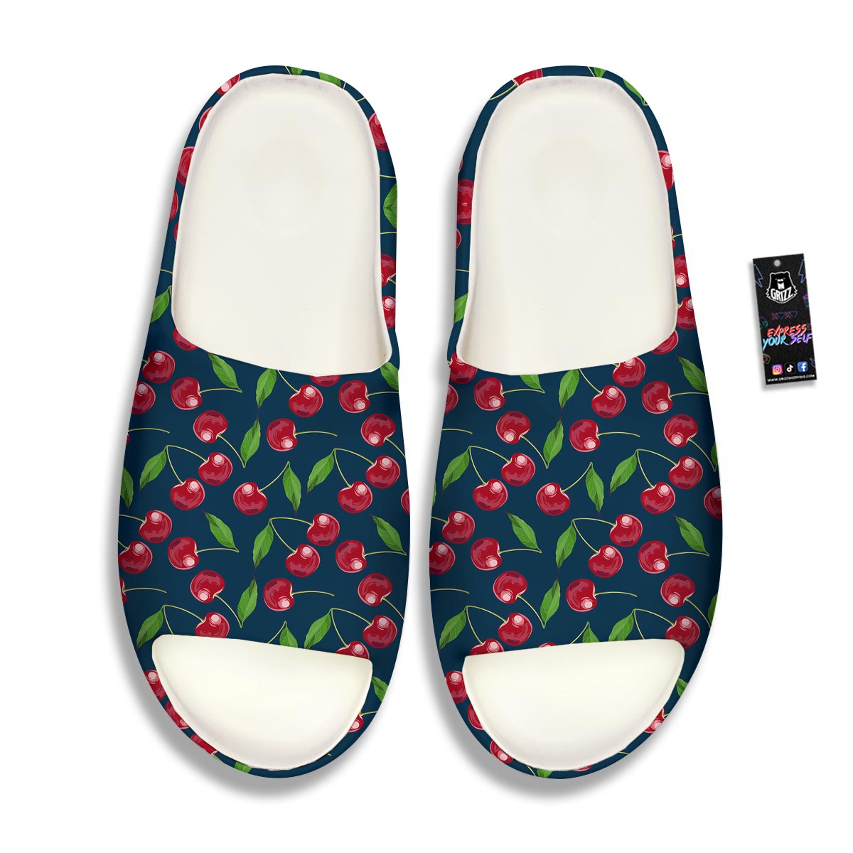 Cherry Red Print Pattern Sandals-grizzshop