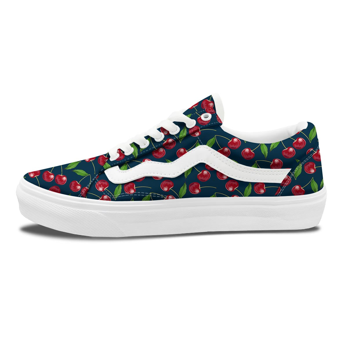 Cherry Red Print Pattern Skate Shoes-grizzshop