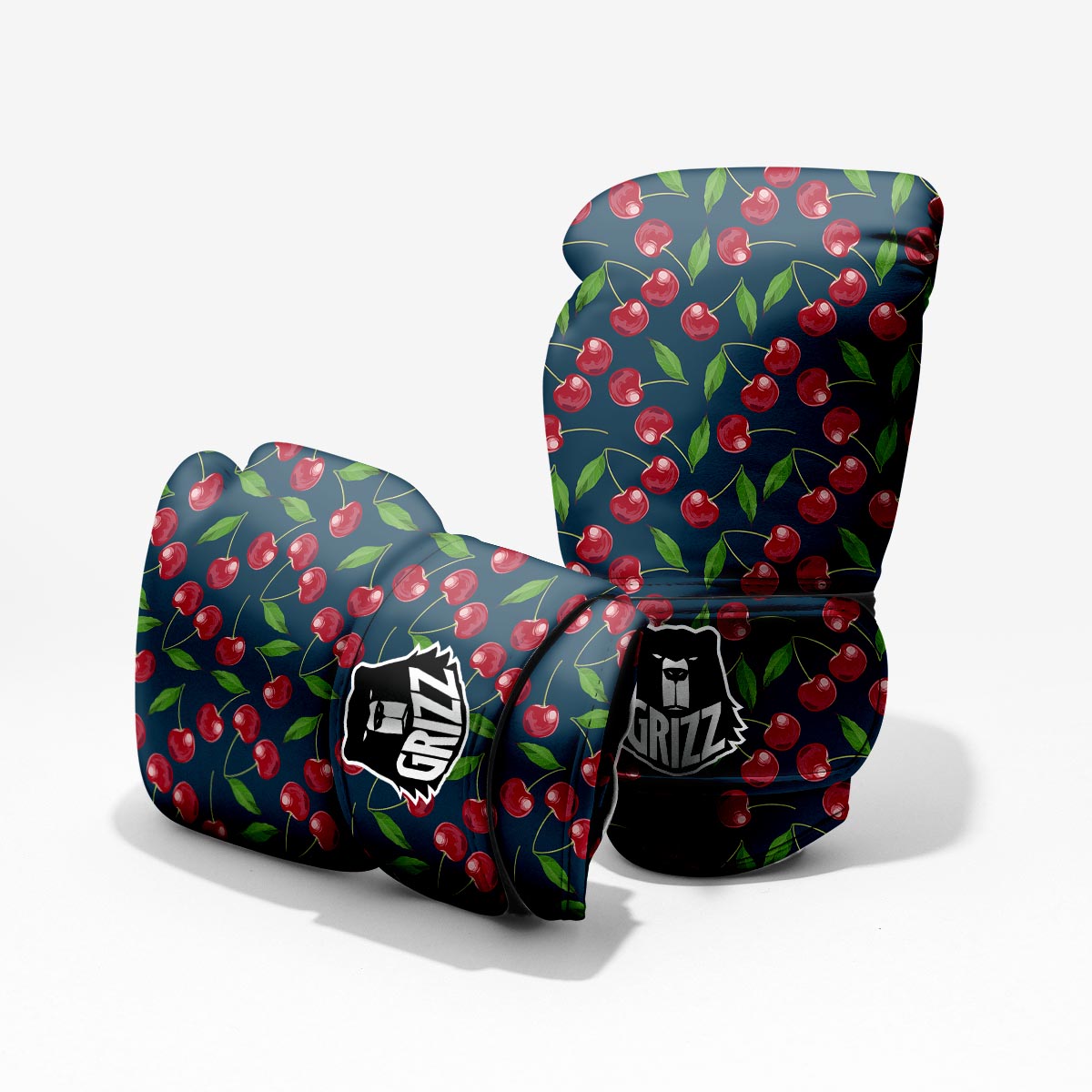 Cherry Red Print Pattern Sparring Gloves-grizzshop