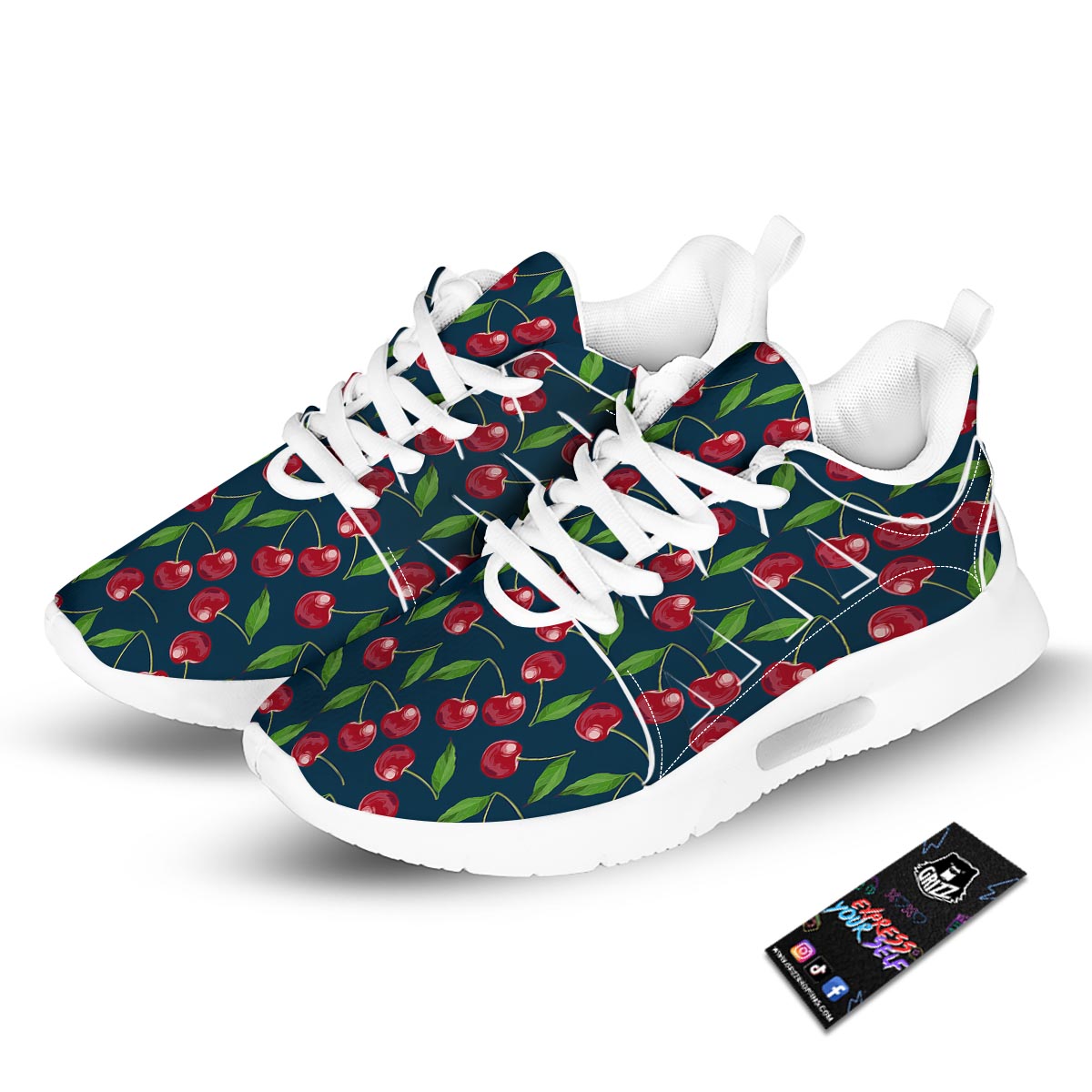 Cherry Red Print Pattern Tennis Shoes-grizzshop