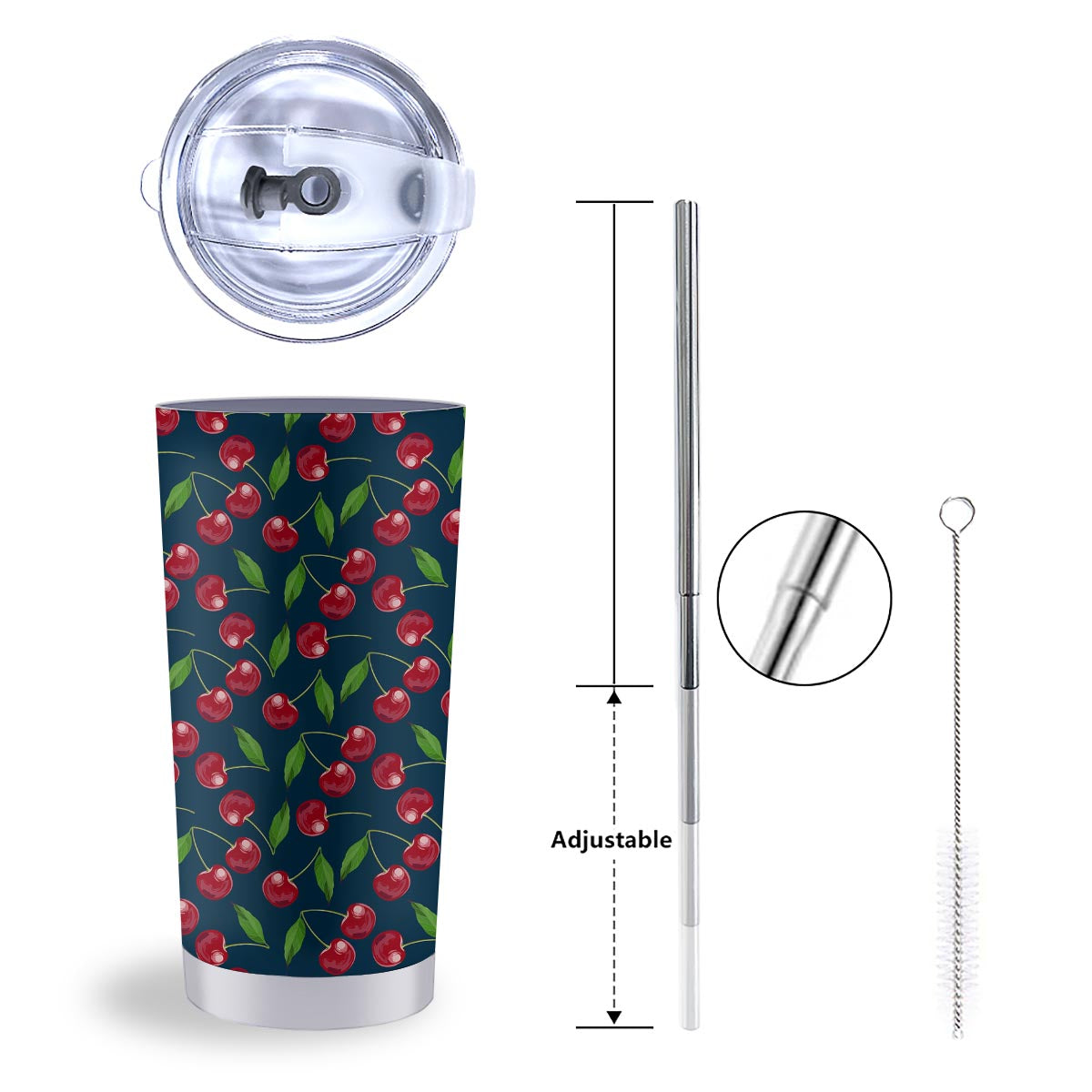 Cherry Red Print Pattern Tumbler-grizzshop