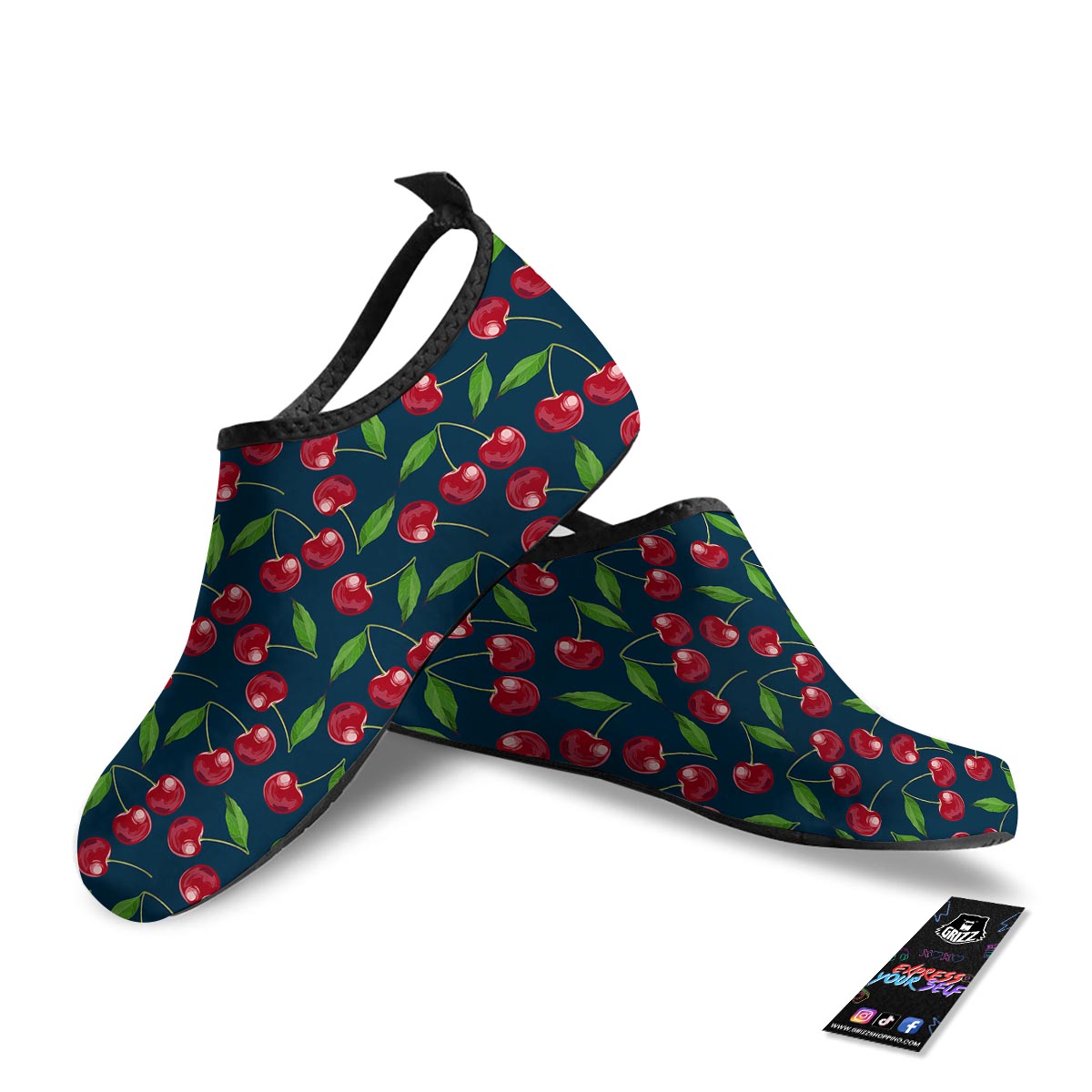 Cherry Red Print Pattern Water Shoes-grizzshop