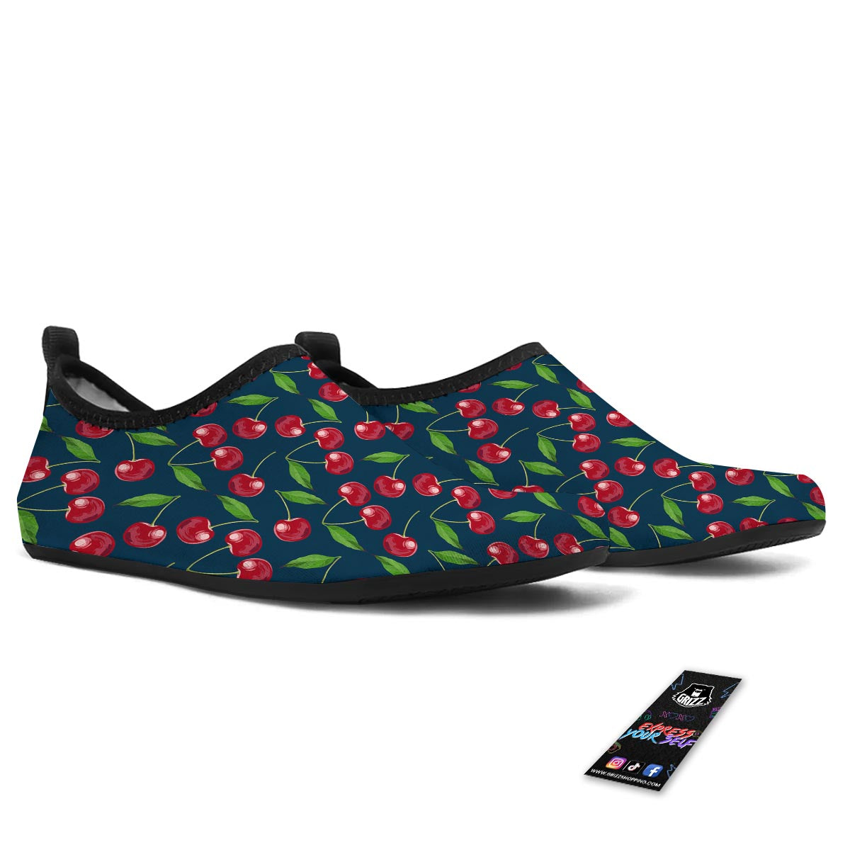 Cherry Red Print Pattern Water Shoes-grizzshop