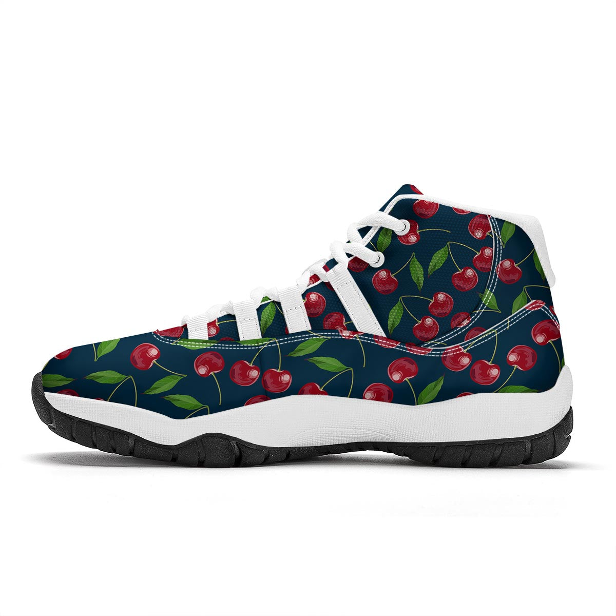 Cherry Red Print Pattern White Bball Shoes-grizzshop