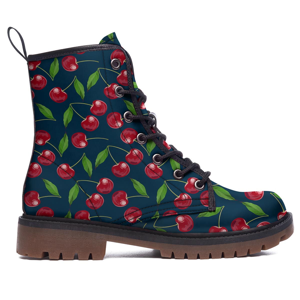 Cherry Red Print Pattern Work Boots-grizzshop