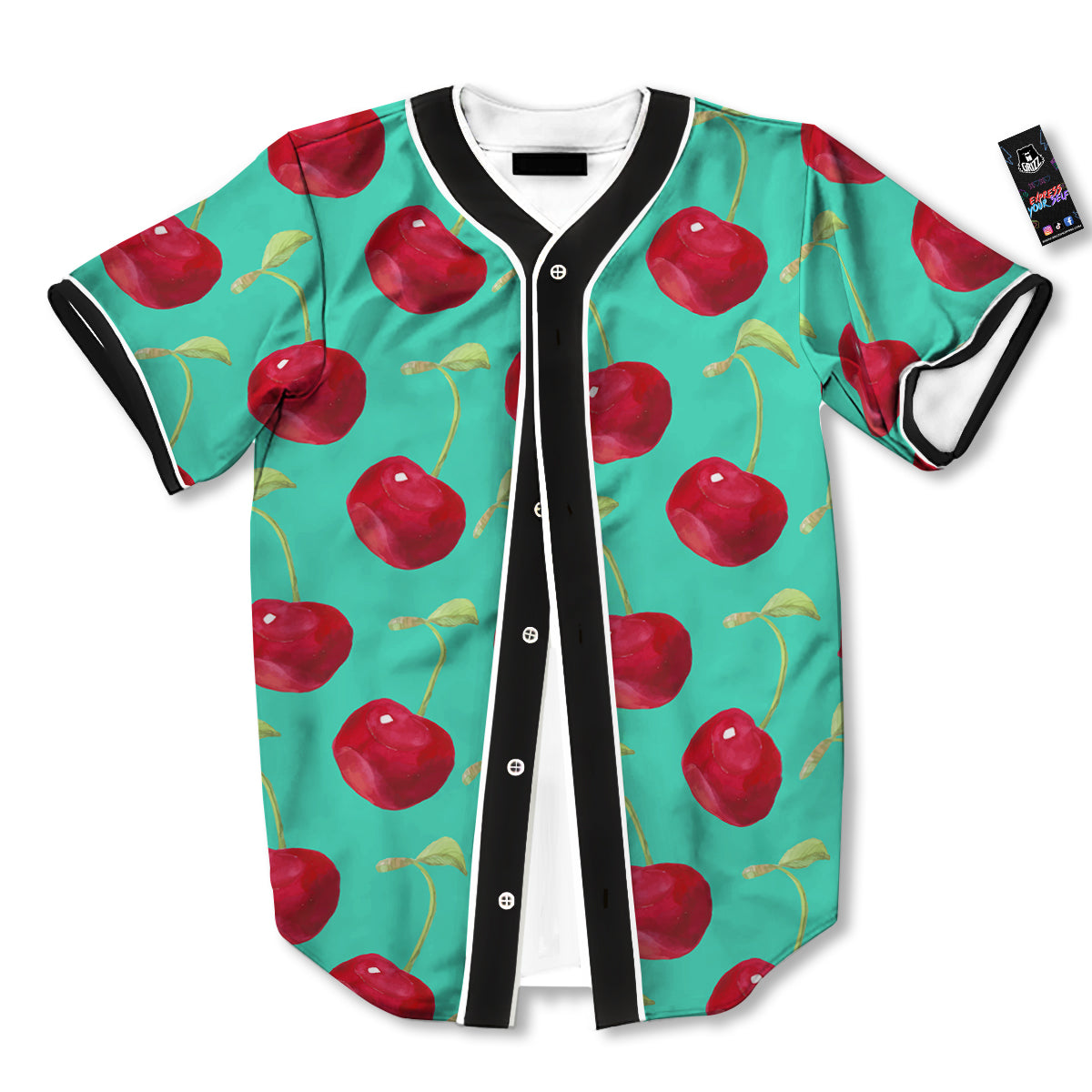 Cherry Watercolor Print Pattern Baseball Jersey-grizzshop