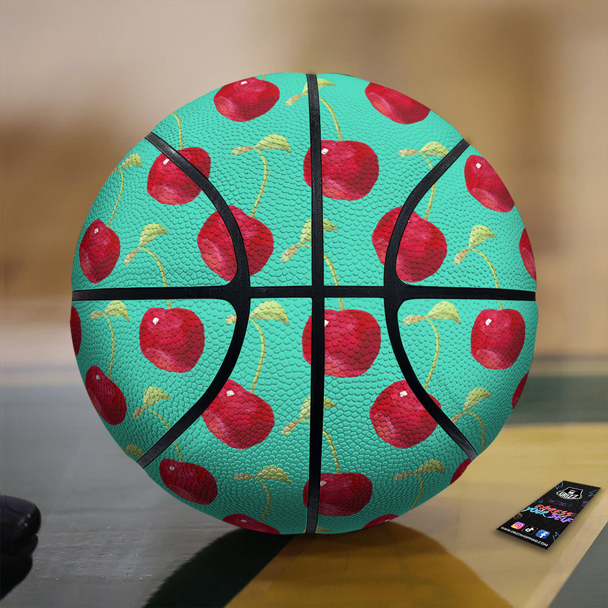 Cherry Watercolor Print Pattern Basketball-grizzshop