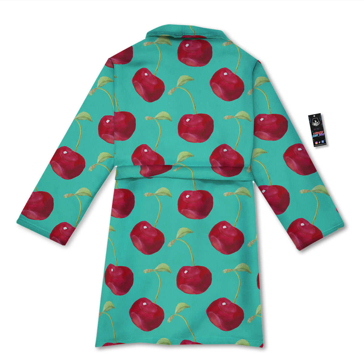 Cherry Watercolor Print Pattern Bathrobe-grizzshop