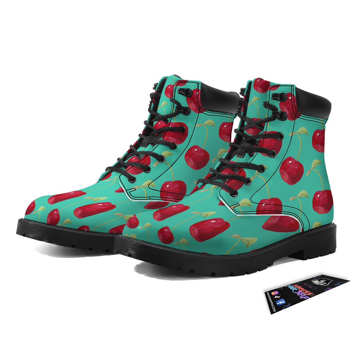 Cherry Watercolor Print Pattern Boots-grizzshop