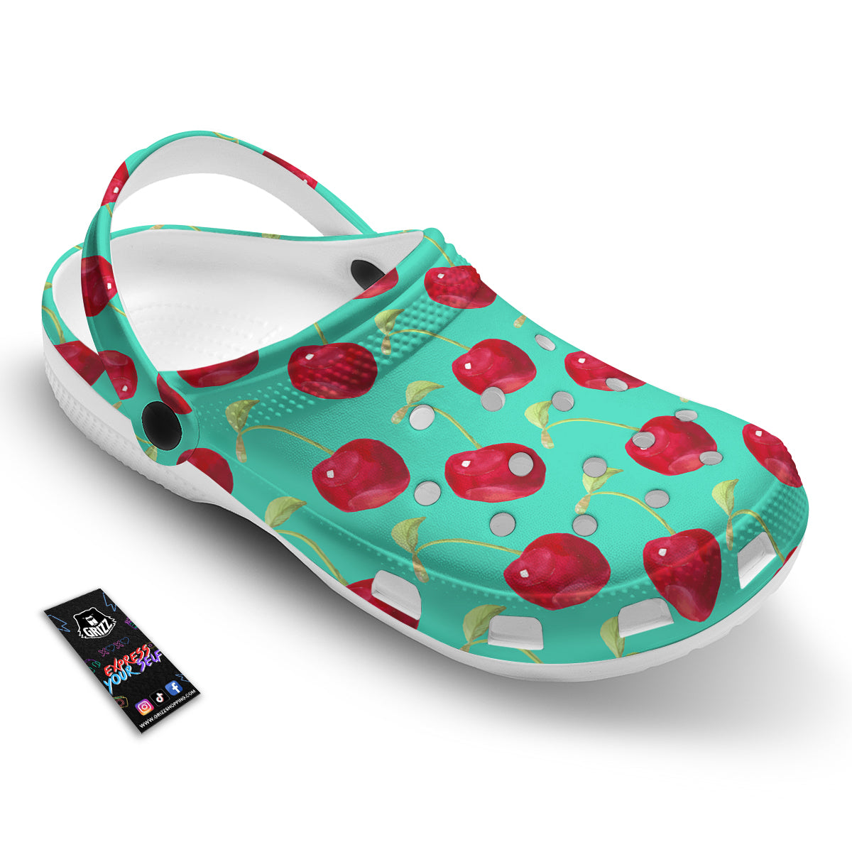 Cherry Watercolor Print Pattern Clog-grizzshop