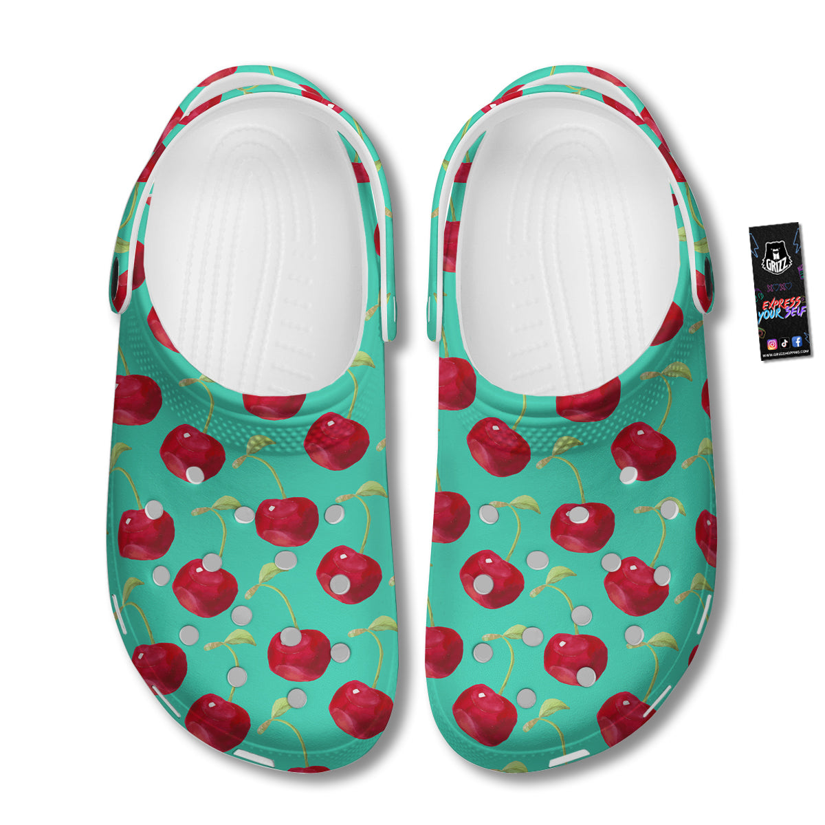 Cherry Watercolor Print Pattern Clog-grizzshop