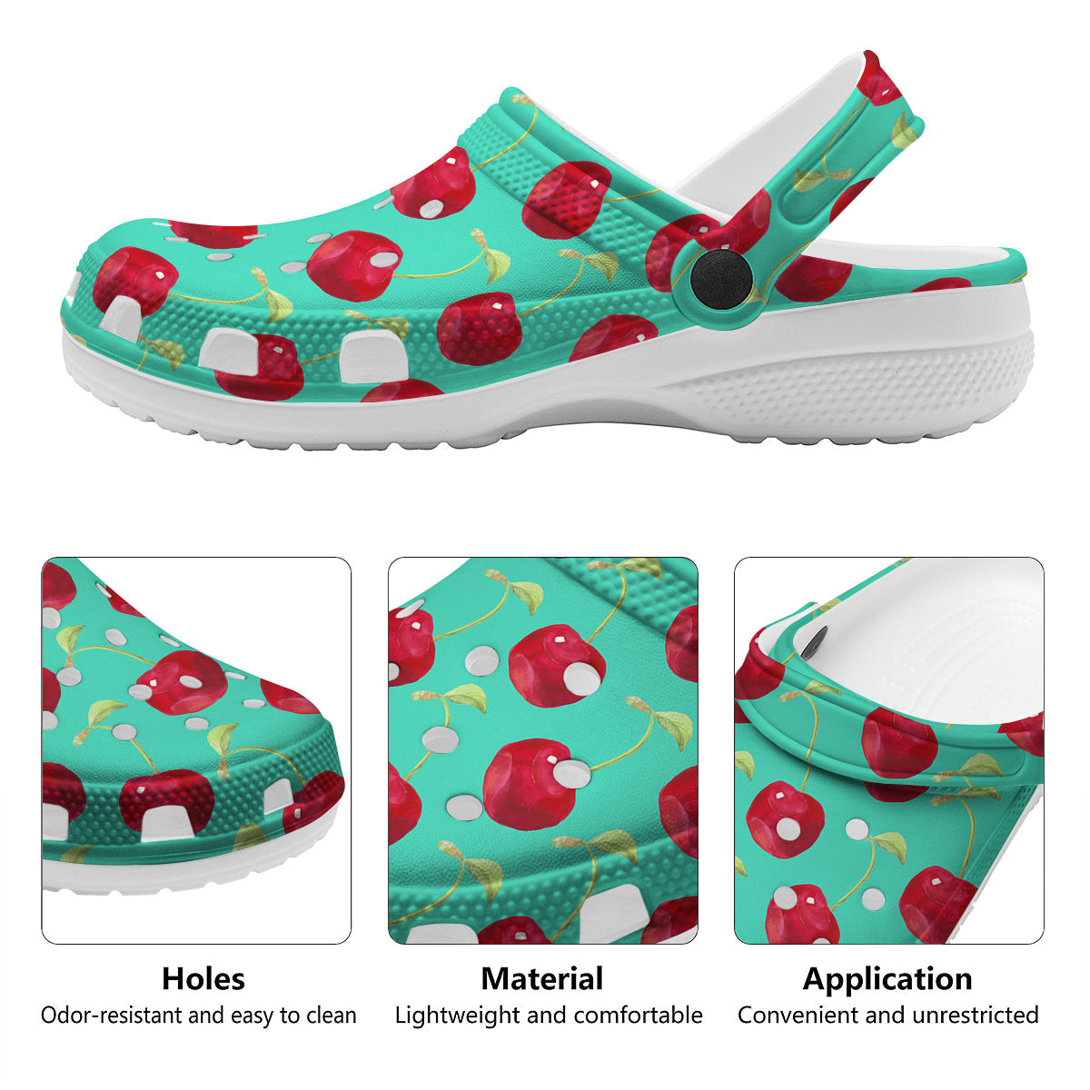 Cherry Watercolor Print Pattern Clog-grizzshop