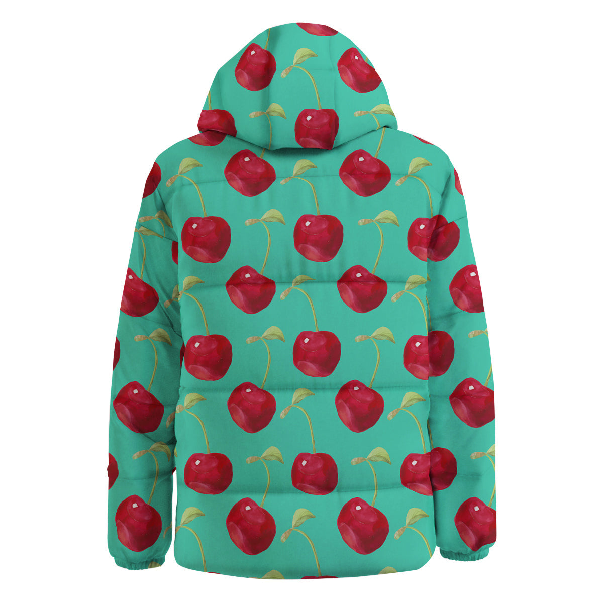 Cherry Watercolor Print Pattern Down Jacket-grizzshop