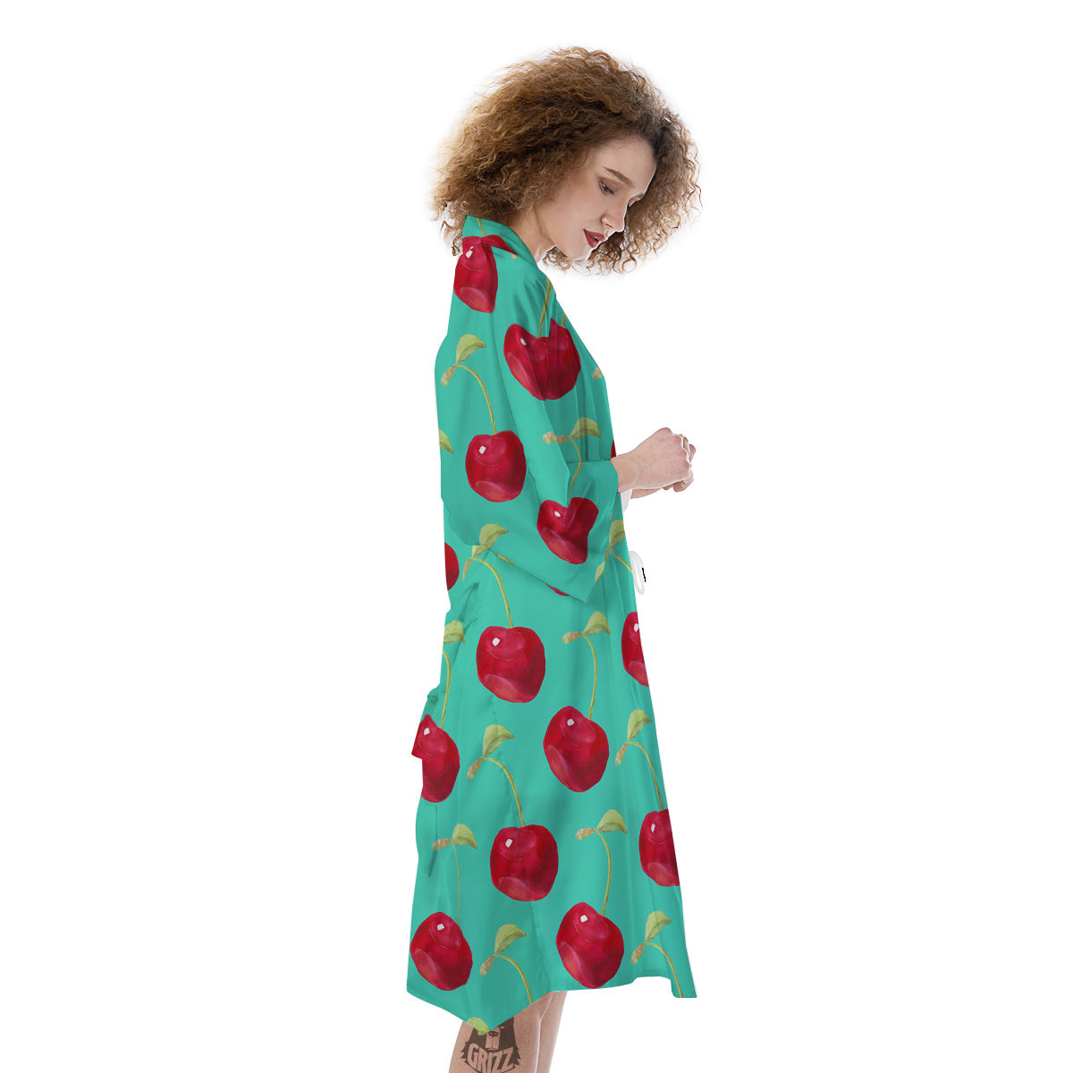 Cherry Watercolor Print Pattern Kimono-grizzshop