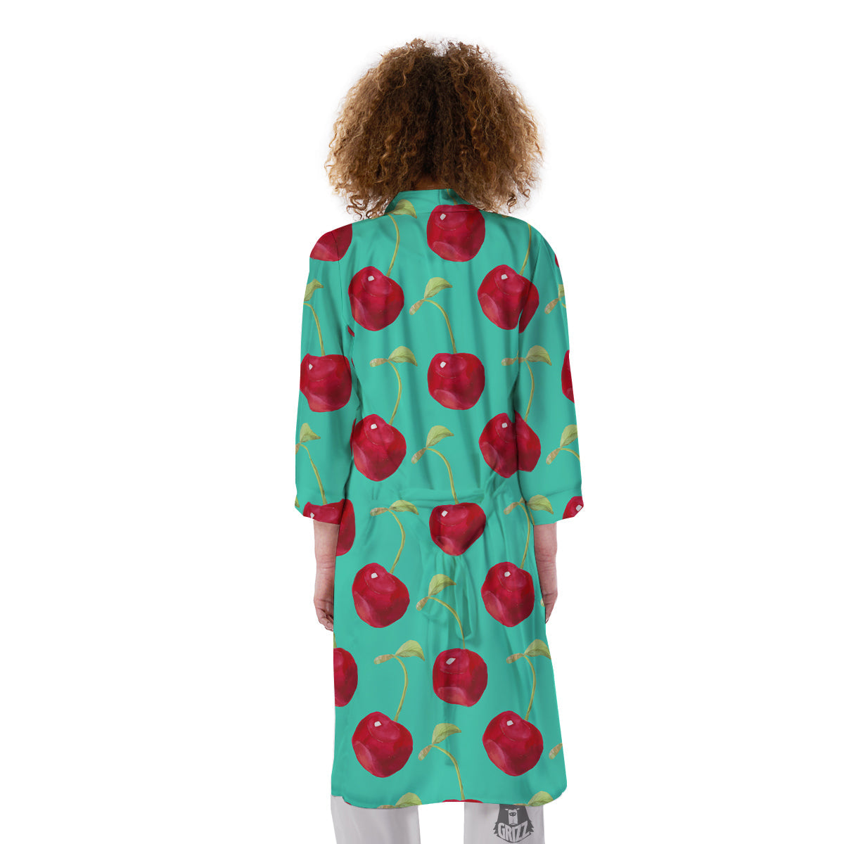 Cherry Watercolor Print Pattern Kimono-grizzshop